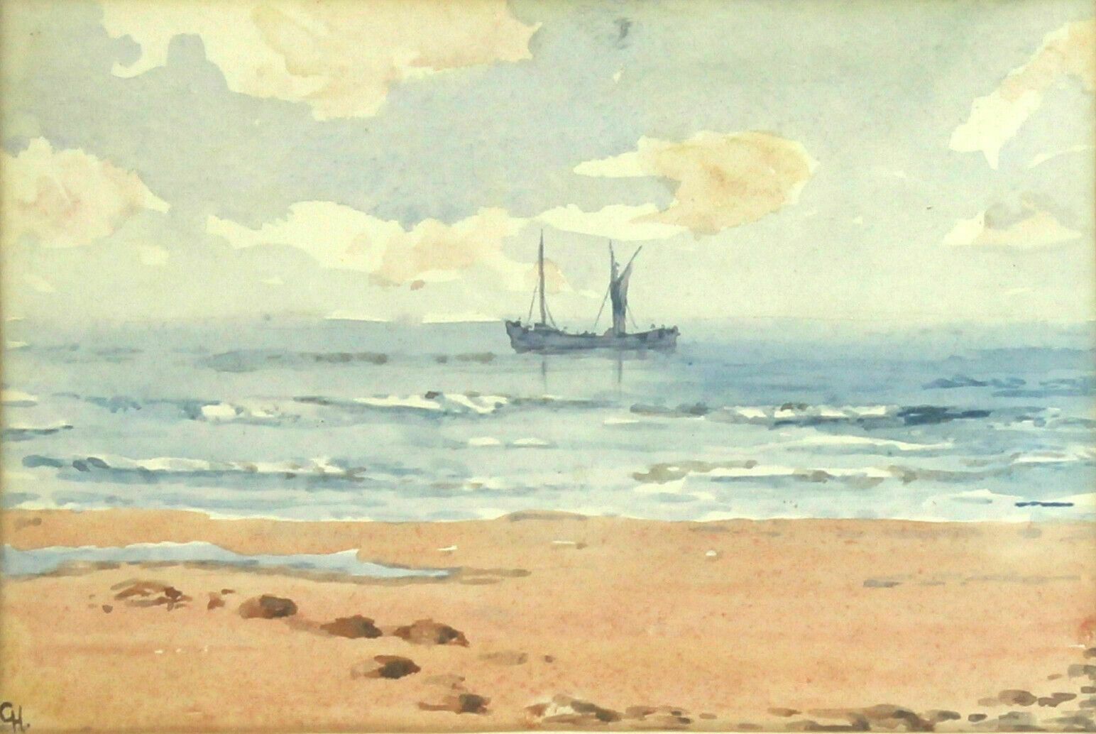 Watercolour By Charles E Hannaford. Titled "At Hunstanton" photo furniture
