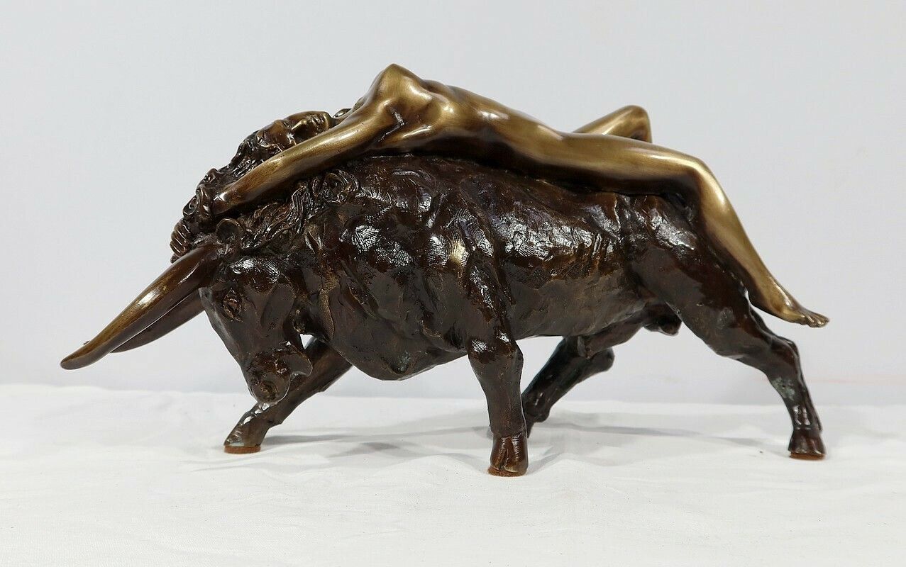 Bronze "The Goddess Europe Meeting The Bull", Signed Majera, 20th photo Art
