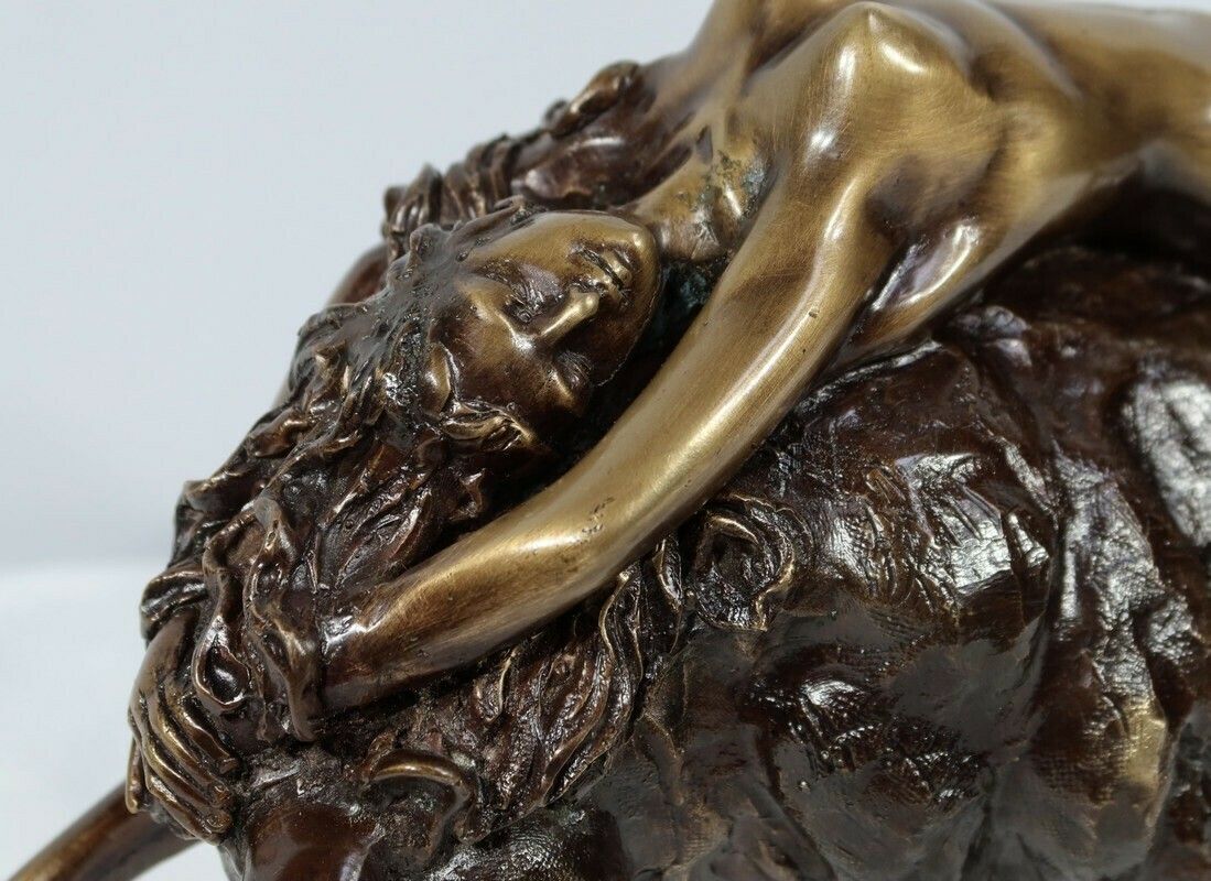 Art Bronze "The Goddess Europe Meeting The Bull", Signed Majera, 20th photo
