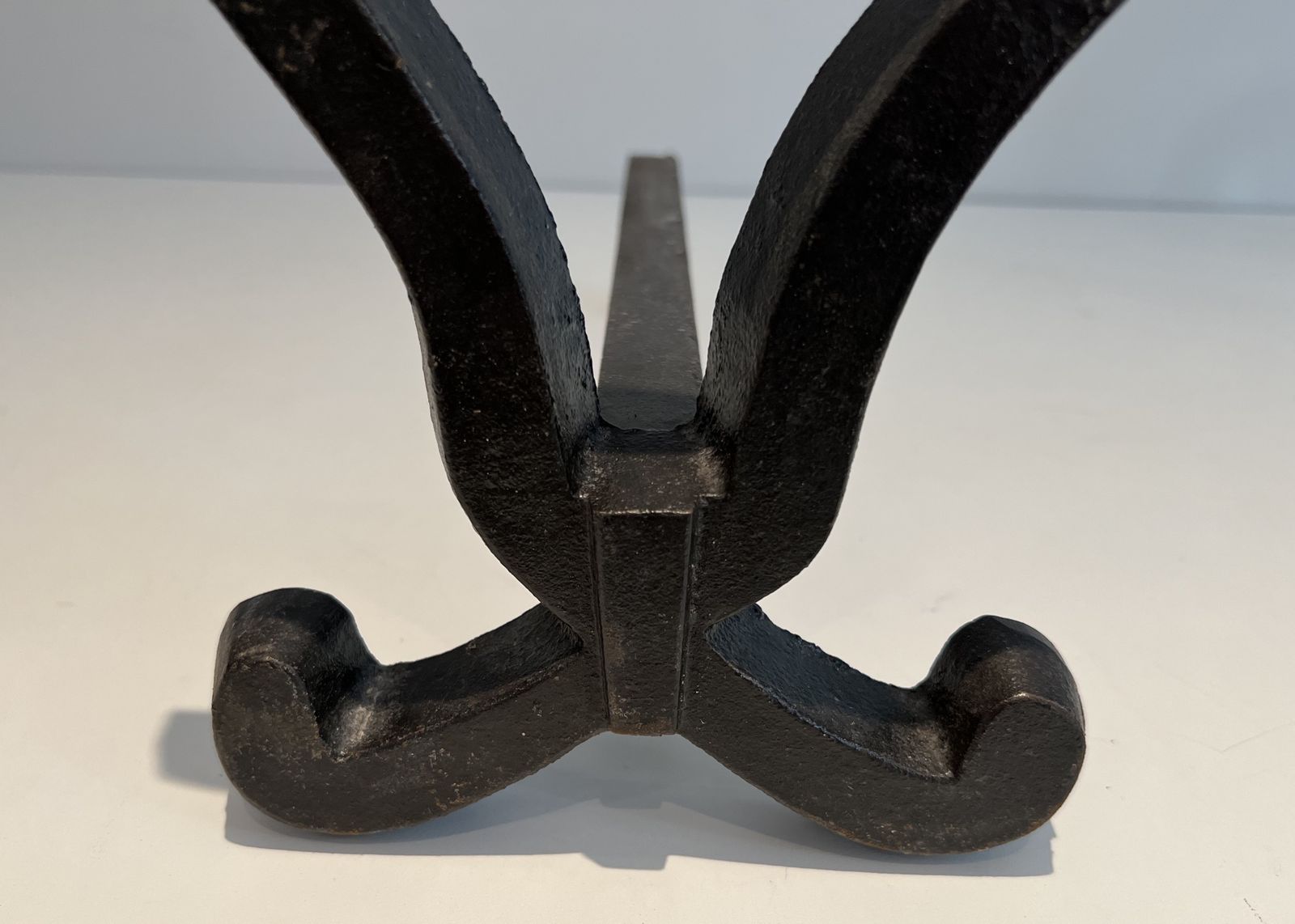 photo furniture Pair Of Modernized Cast Iron And Wrought Iron Andirons By Raymond Subes