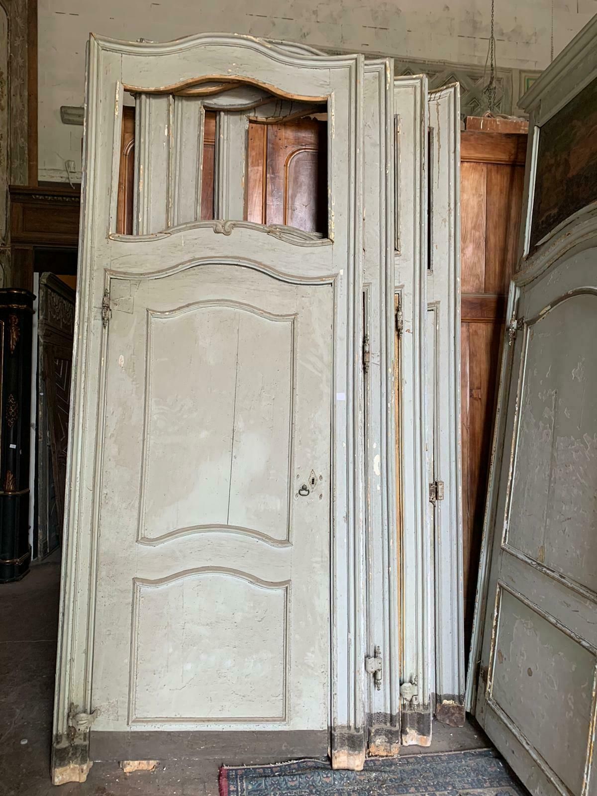 Set Of 8 Lacquered Interior Doors With Frame And Overdoor, '700 Italy photo for sale