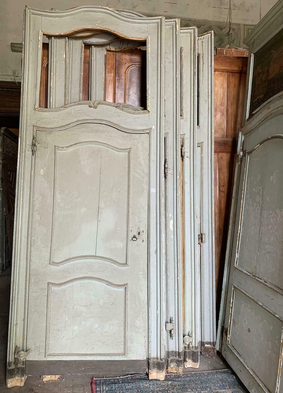 Set Of 8 Lacquered Interior Doors With Frame And Overdoor, '700 Italy photo Home Fixtures