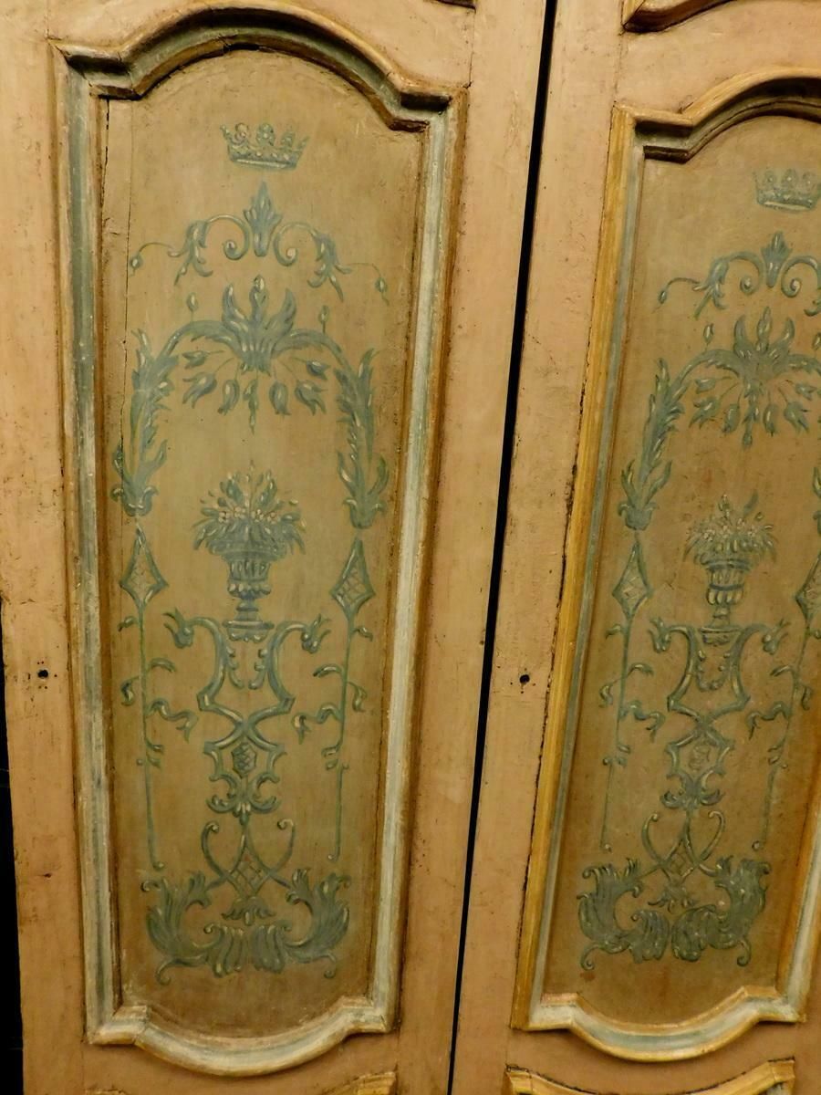 N.2 Lacquered And Painted Double Leaf Doors, Yellow, 18th Century Rome, 'Italy' photo for sale