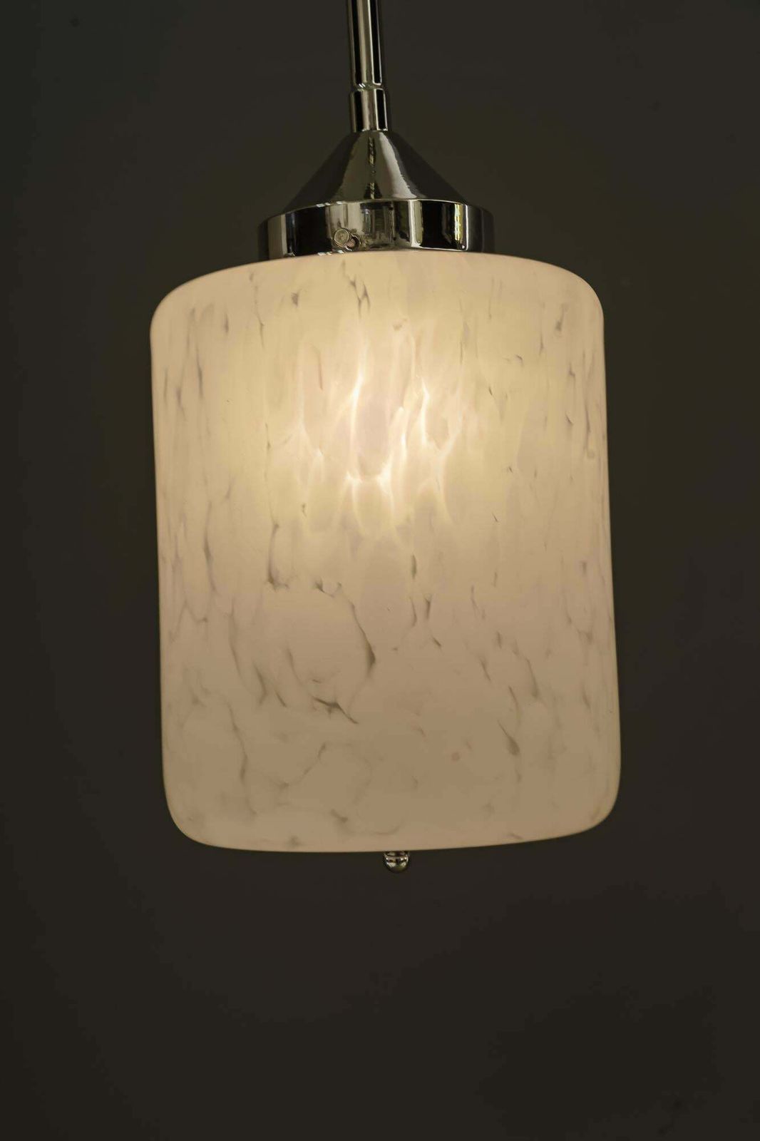 photo vinterior Nickel Plated Art Deco Pendant With Glass Shade Vienna Around 1920s