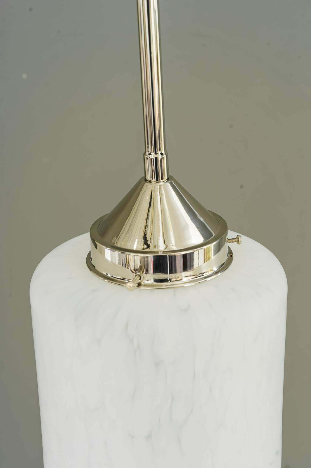 photo vintage Nickel Plated Art Deco Pendant With Glass Shade Vienna Around 1920s