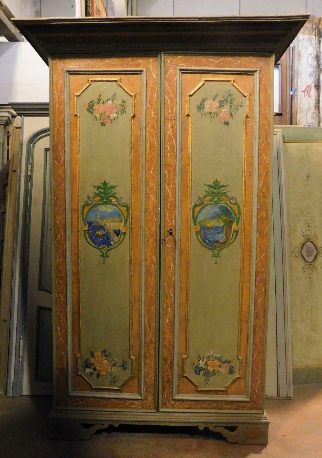 Painted Cabinet, Double Doors With Maritime Views, Genoa 'Italy', 18th Century photo furniture