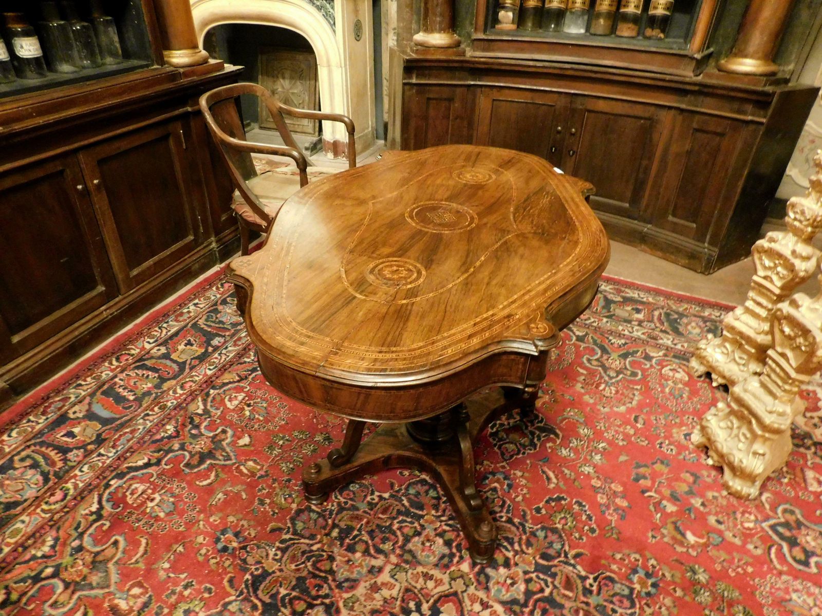 Inlaid And Carved Walnut Coffee Table, 1840 Italy photo furniture