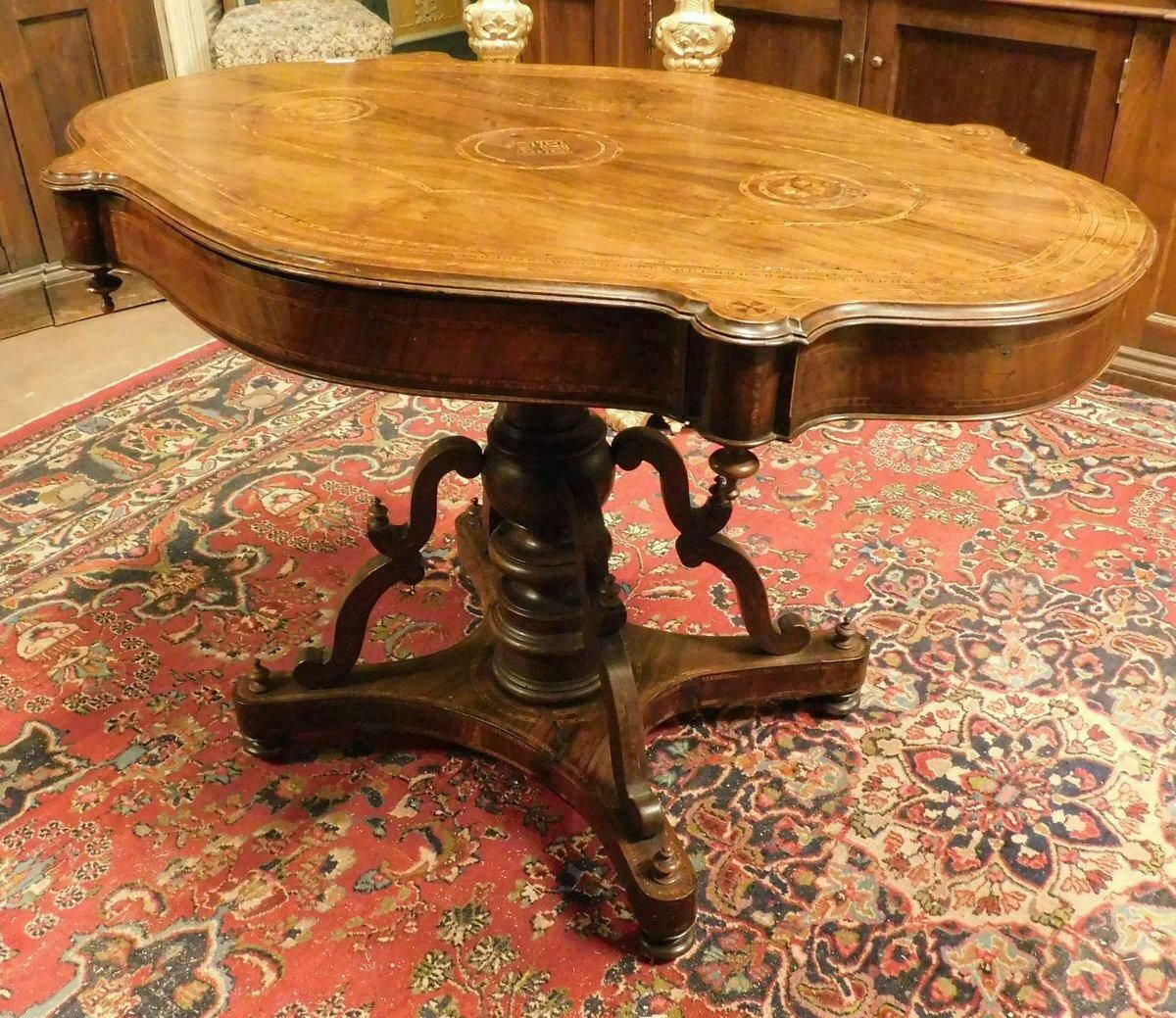 photo buy Inlaid And Carved Walnut Coffee Table, 1840 Italy