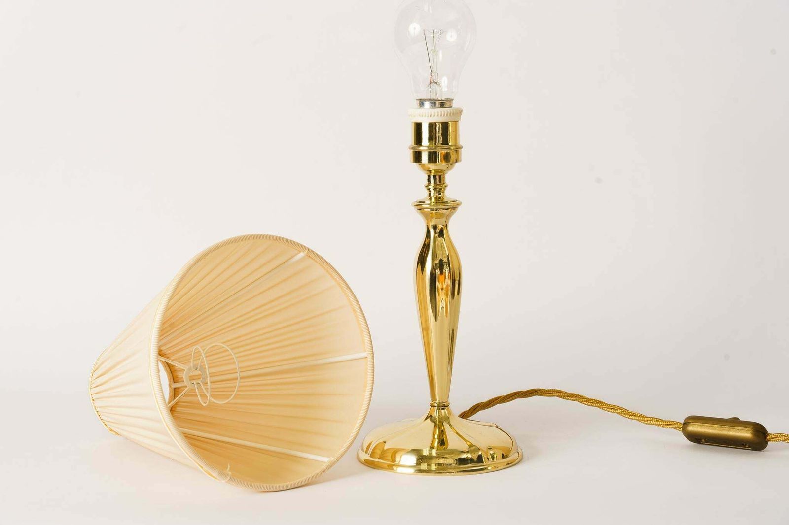 Art Deco Table Lamp With Fabic Shade Vienna Around 1920s photo Lighting