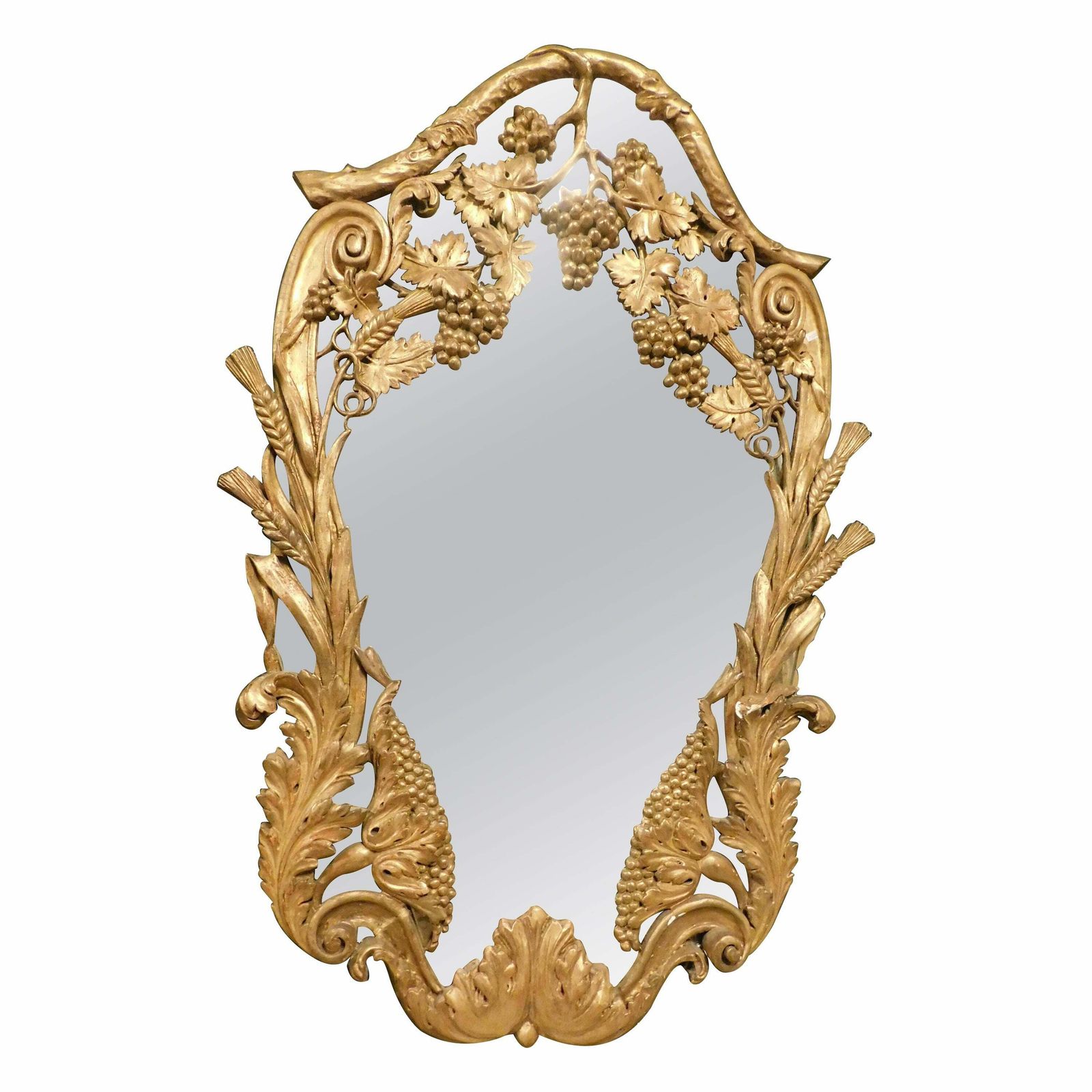 Mirror Carved With Grapes And Gilded, 19th Century Italy