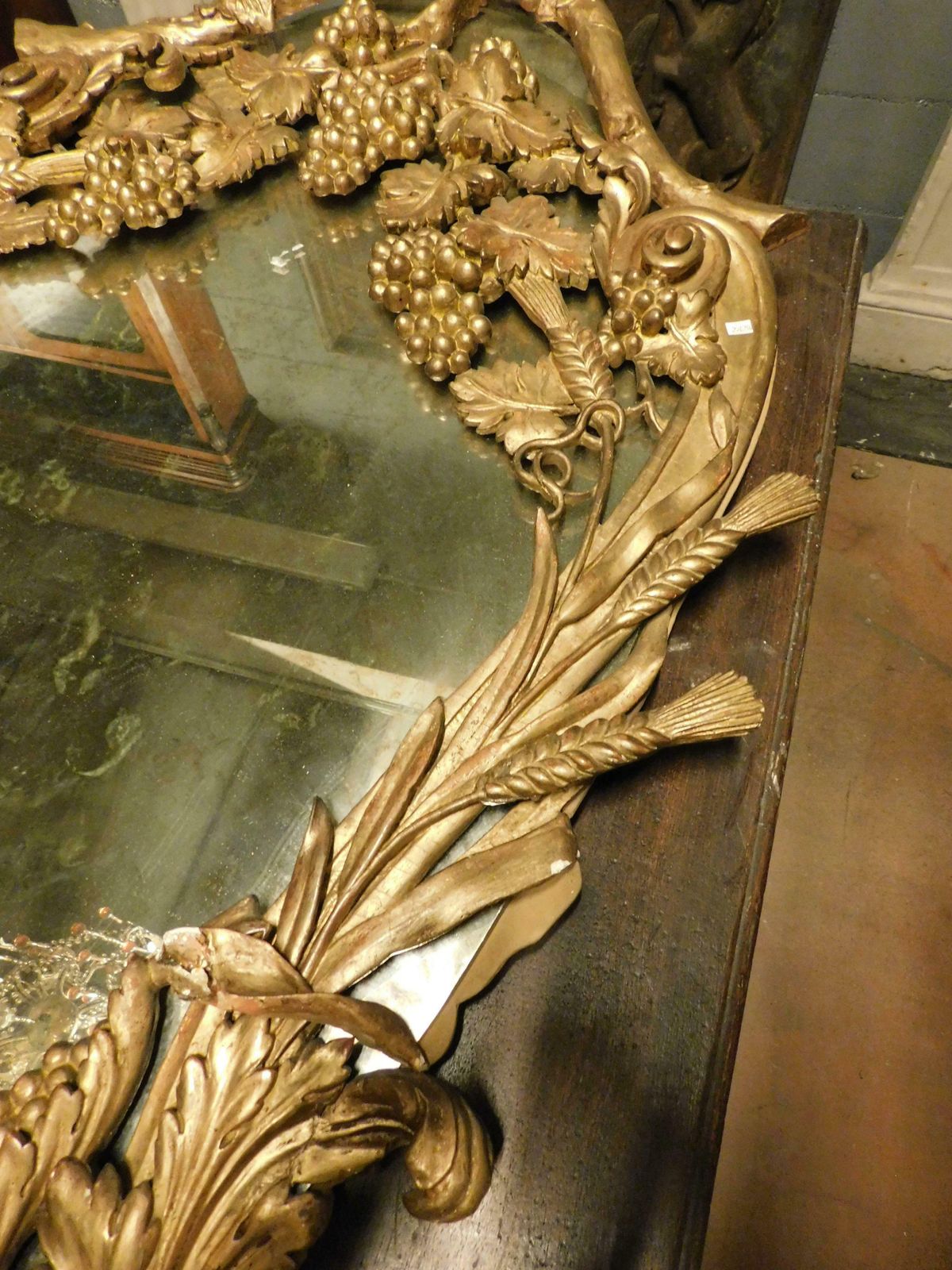 Mirror Carved With Grapes And Gilded, 19th Century Italy photo for sale