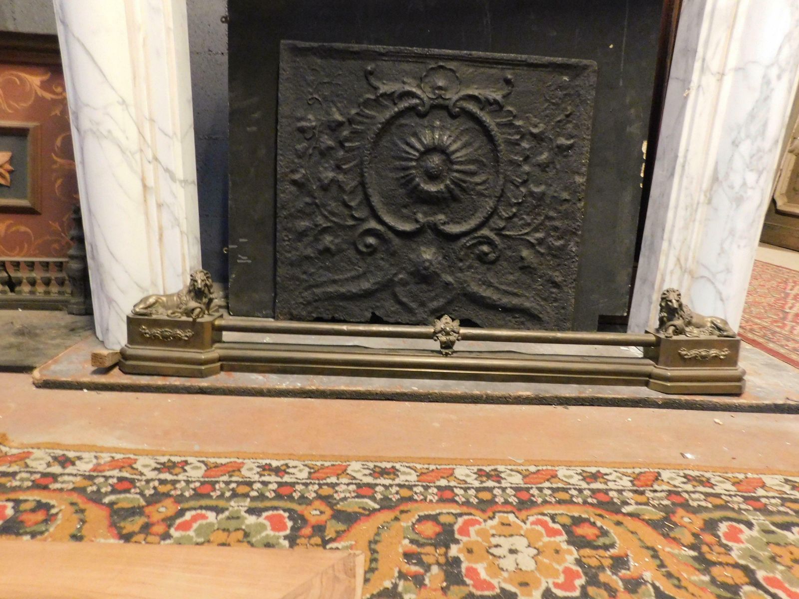Fireplace Ashtray With Lions, Gilded Brass, 19th Century Italy photo furniture