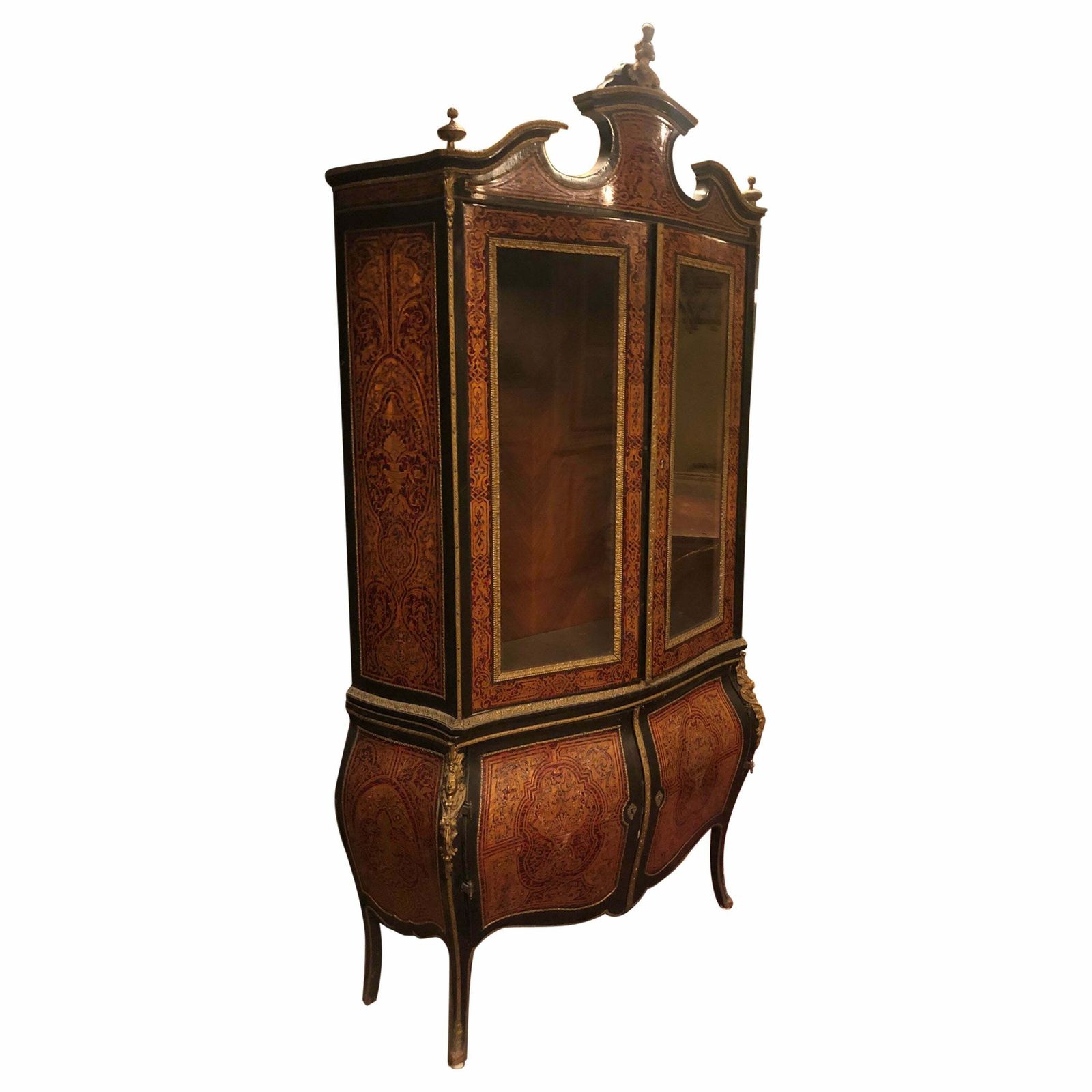 Boulle Style Display Cabinet, Rounded And Inlaid, Early 1900s, Italy