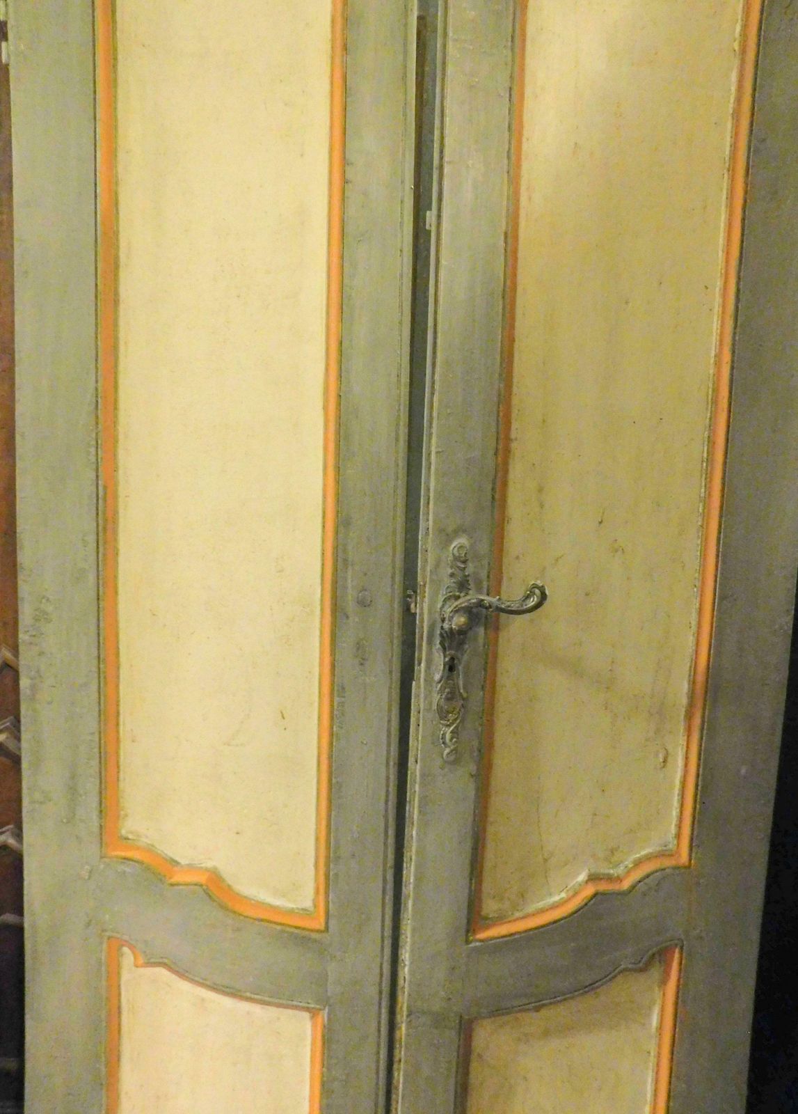N.2 Double Doors, One Glass And One Panels, Lacquered, 18th Century Italy photo buy