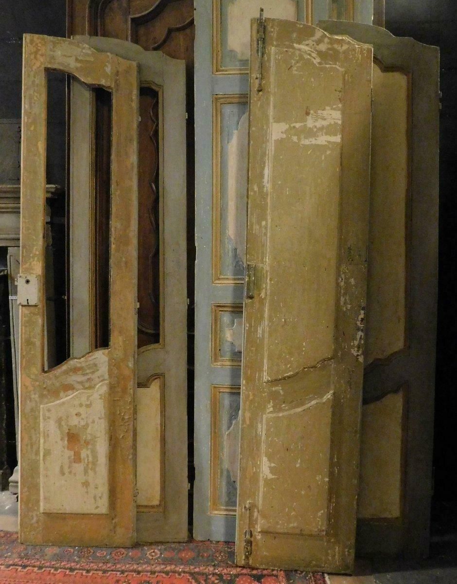 photo for sale N.2 Double Doors, One Glass And One Panels, Lacquered, 18th Century Italy