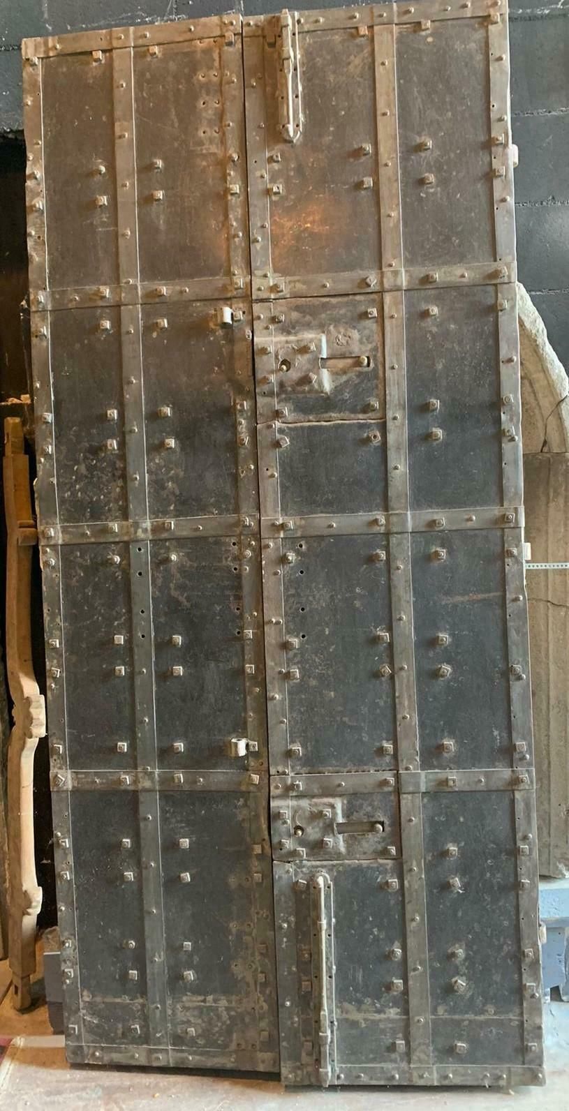 Double Prison Door In Wood And Iron, Nails & Bolts, 19th Century Italy photo furniture
