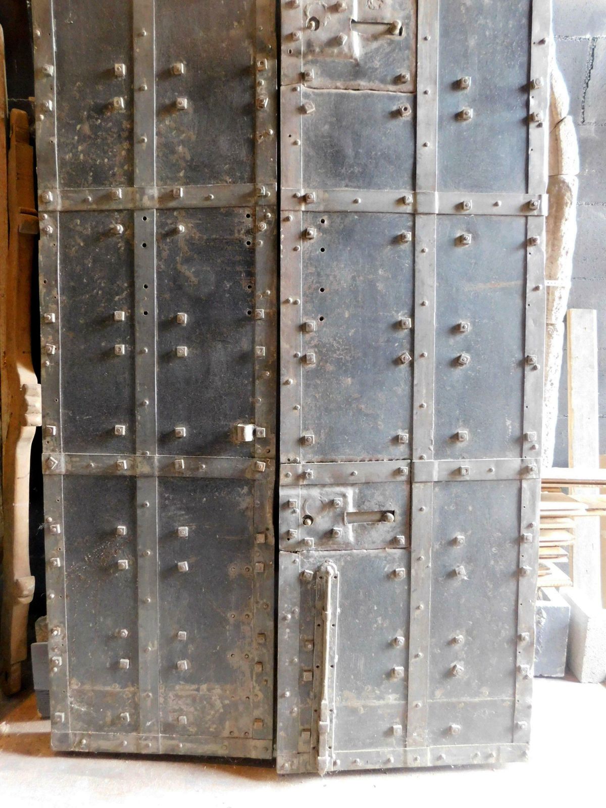 photo for sale Double Prison Door In Wood And Iron, Nails & Bolts, 19th Century Italy
