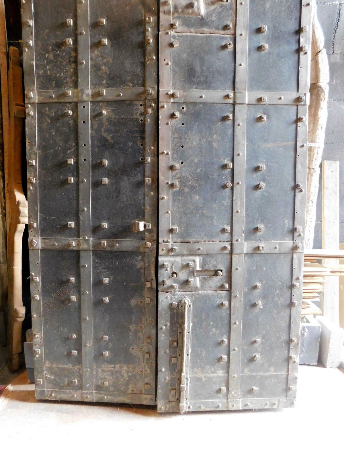 Home Fixtures Double Prison Door In Wood And Iron, Nails & Bolts, 19th Century Italy photo