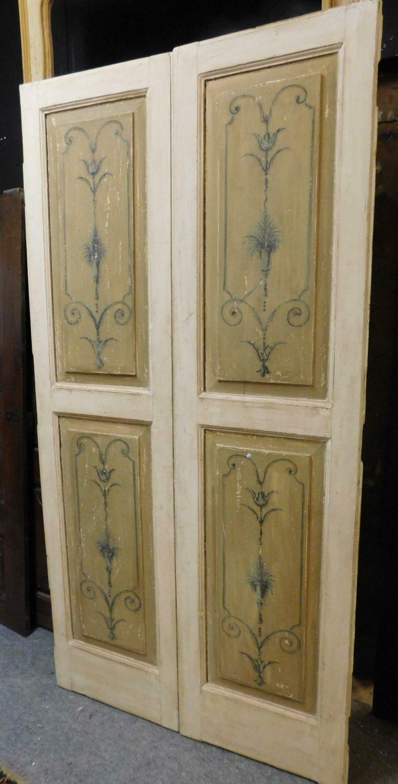 Pair Of Antique Double Doors Painted '700 Italy photo furniture
