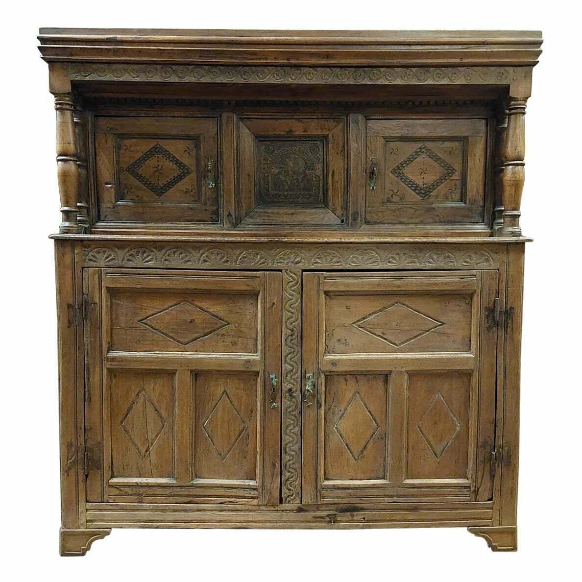 Buffet Sideboard Credenzas In Carved And Bent Larch, Rustic, Italy's Mountains
