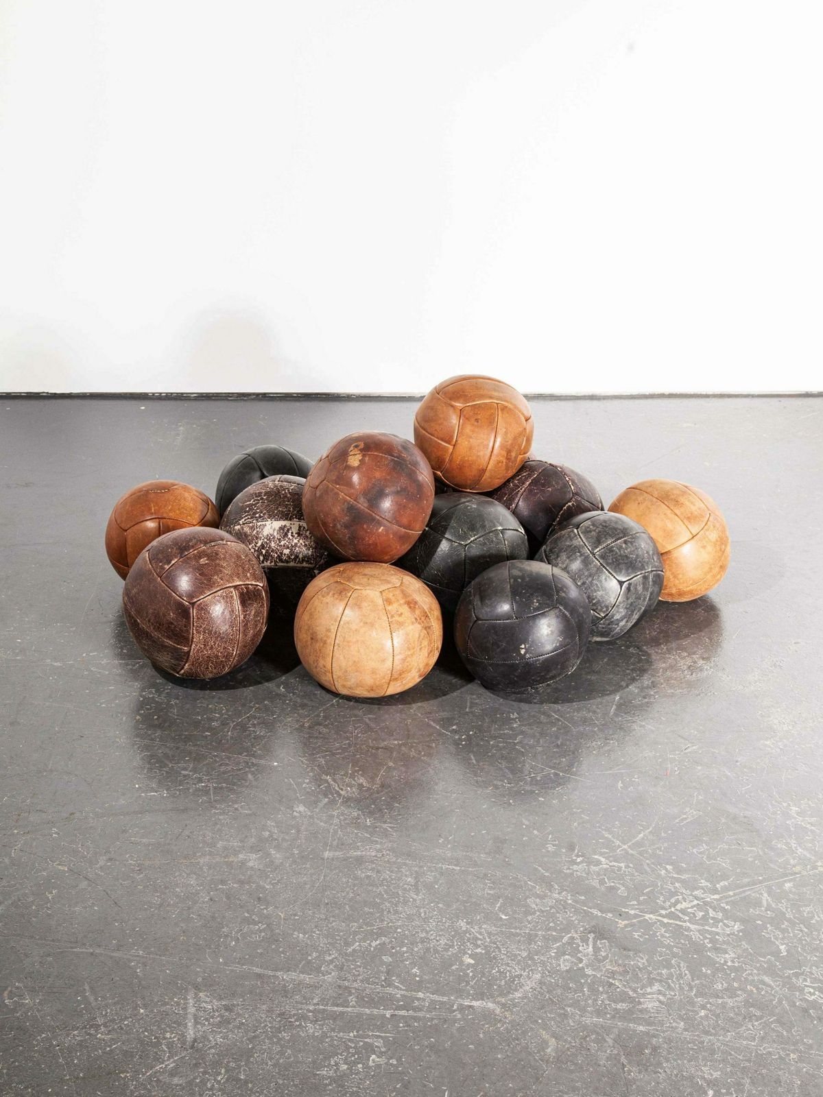 1950’s Large Czech Leather Medicine Balls – Decorative
