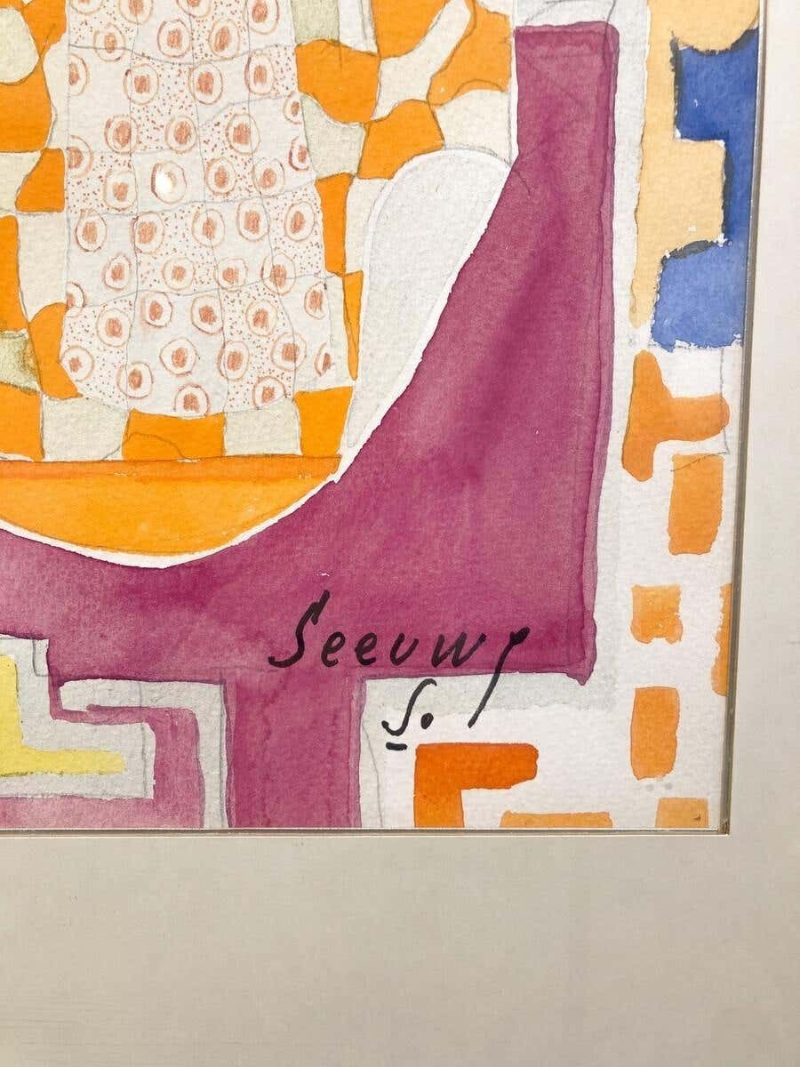 Jos Seeuws (1912 2003) Painting, Belgium, 1970s, Watercolor photo Art