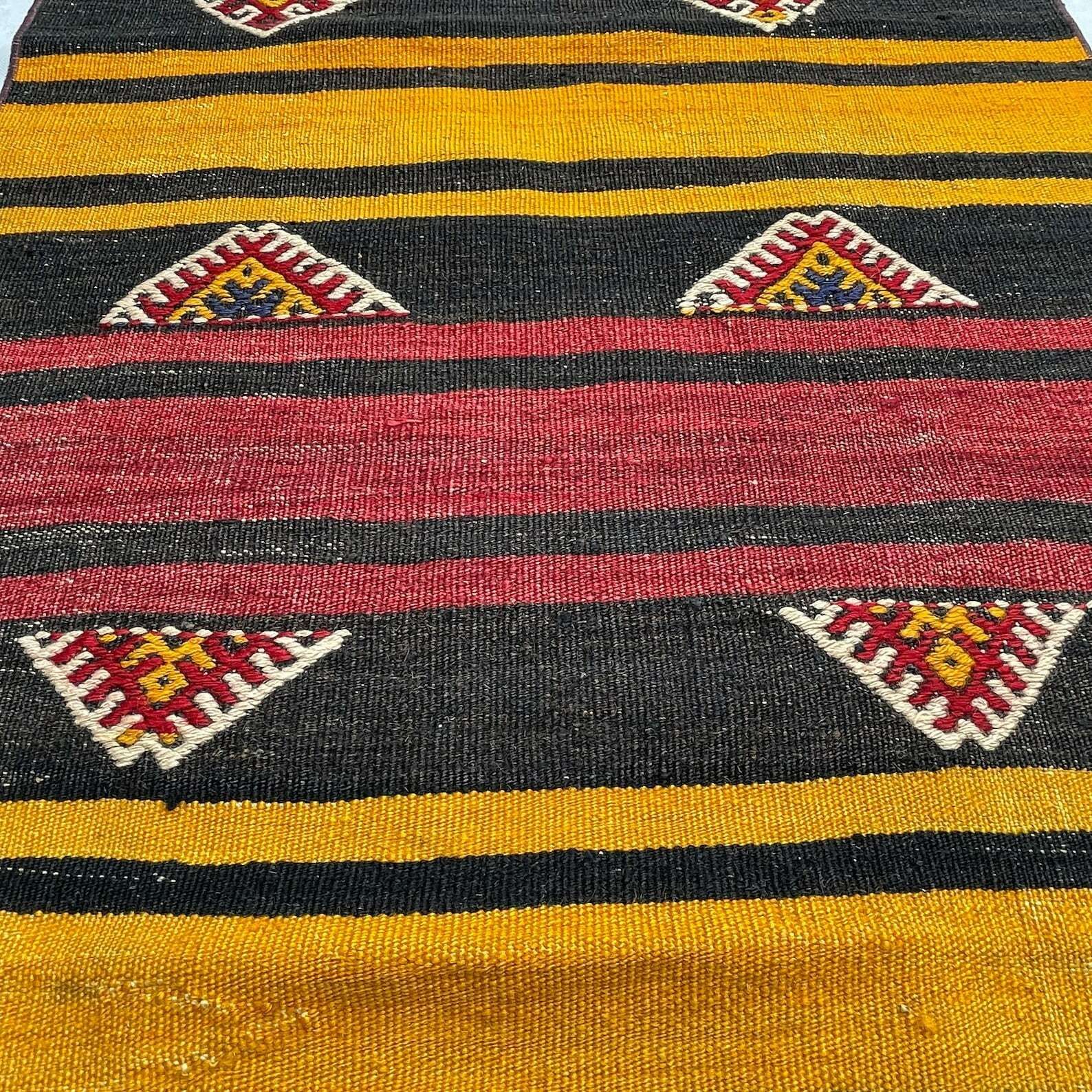 Traditional Turkish Kilim Runner ,Vintage Anatolian Turkish Kelim photo 412.0