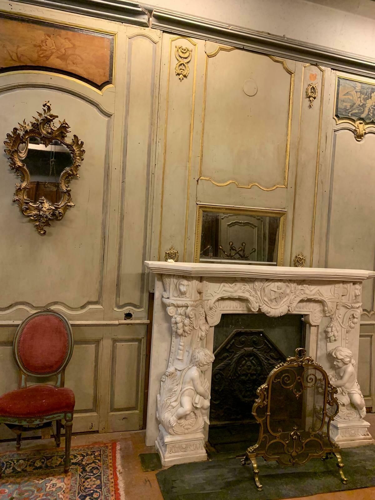 White Statuary Marble Fireplace, Richly Carved With Cherubs, Cupid, Dogs, Italy photo vinterior