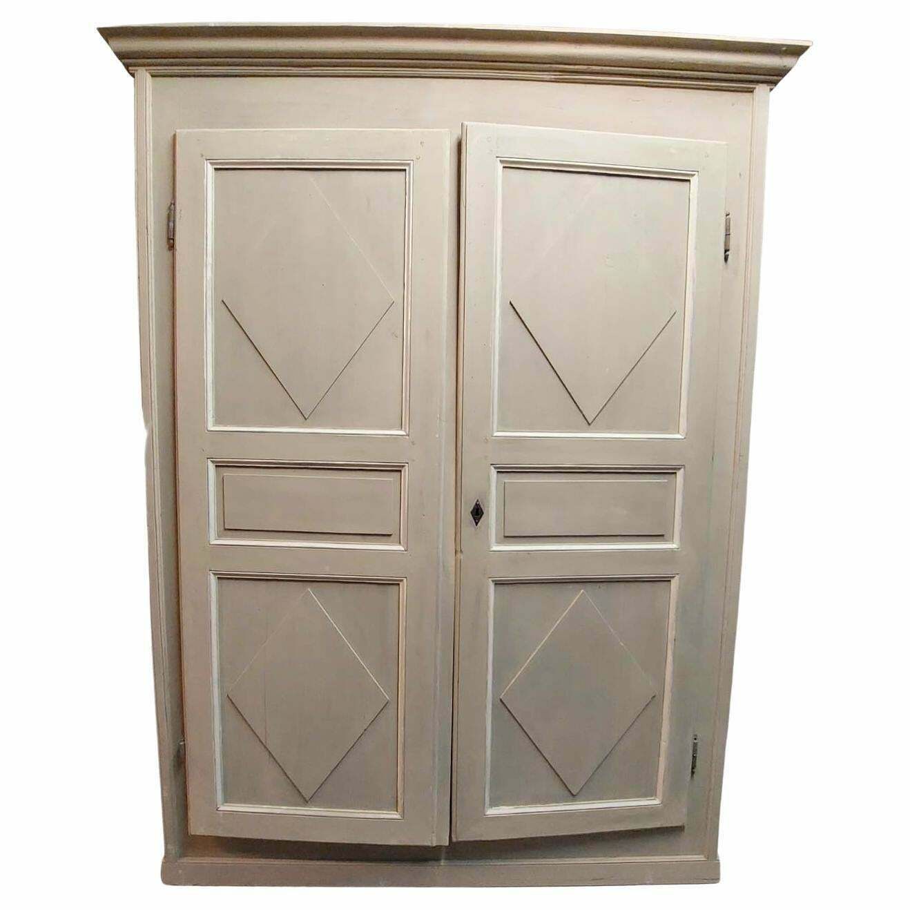 Pair Of Wall Cabinets, Lacquered Placard With Carved Lozenges, 19th Century Ital