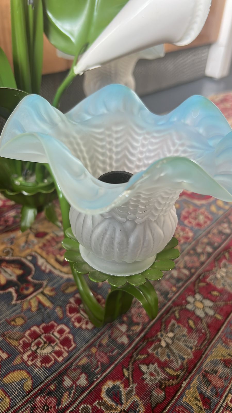 Lighting A Fantastic Pair Of Italian Metal 1960s Chandeliers With Painted Nalla Lilies photo
