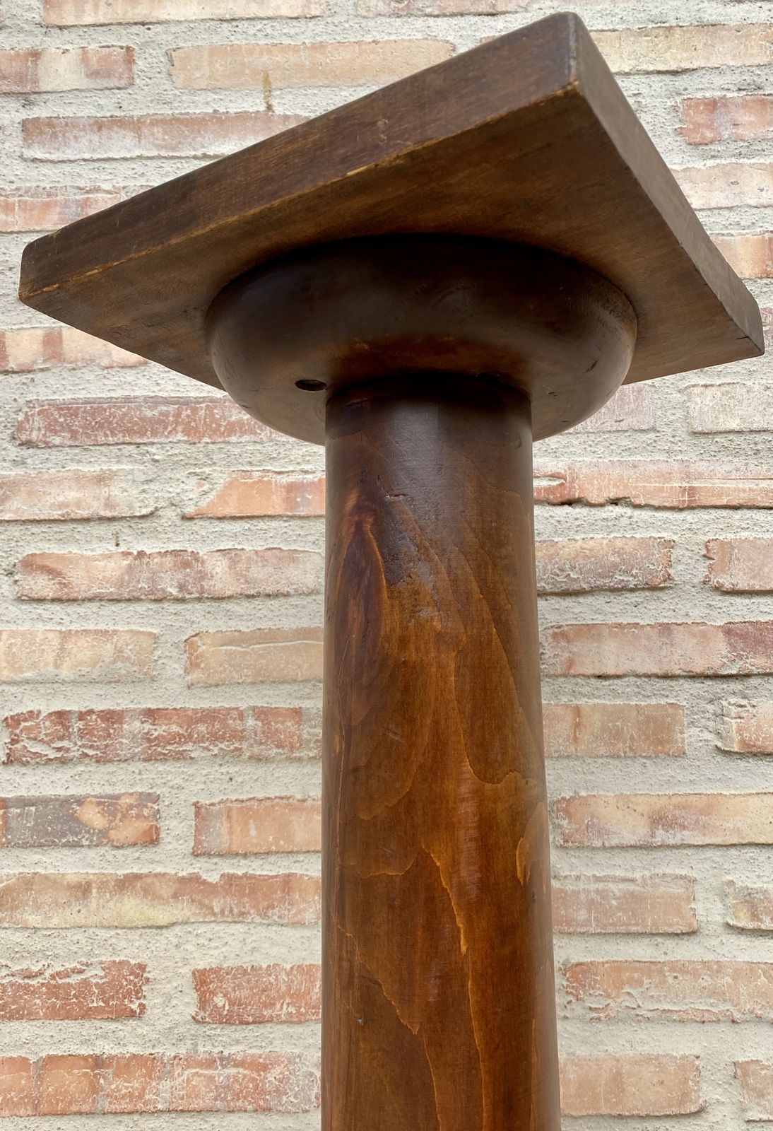 French Midcentury Pedestal Or Plant Holder Walnut Wood, Circa 1960 photo vinterior