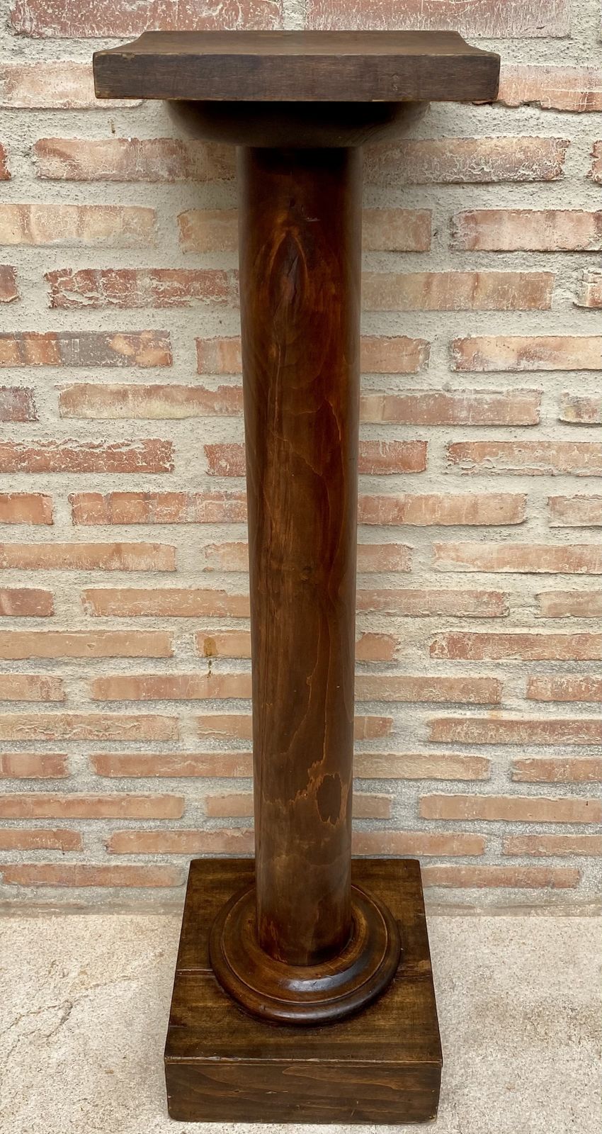 French Midcentury Pedestal Or Plant Holder Walnut Wood, Circa 1960