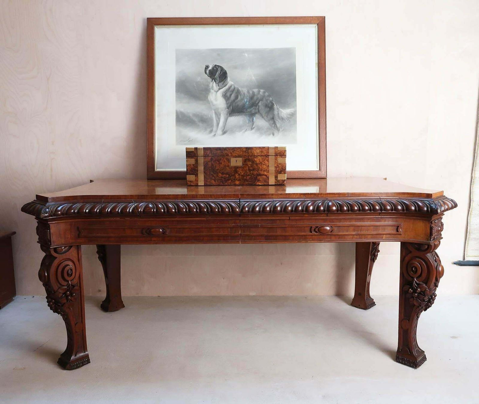 Large Antique Renaissance Revival Pollard Oak Table Circa 1835 photo furniture