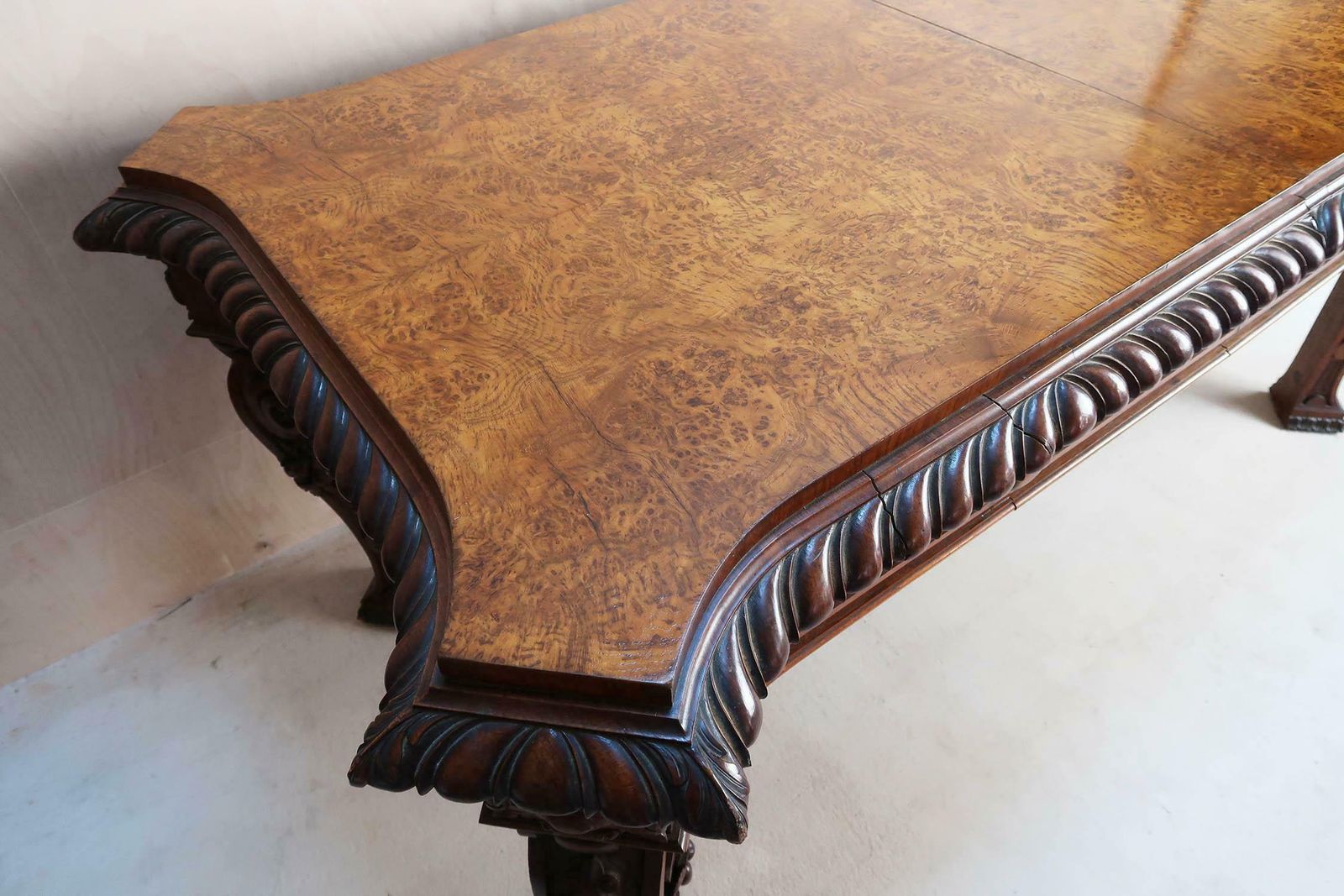 Large Antique Renaissance Revival Pollard Oak Table Circa 1835 photo for sale