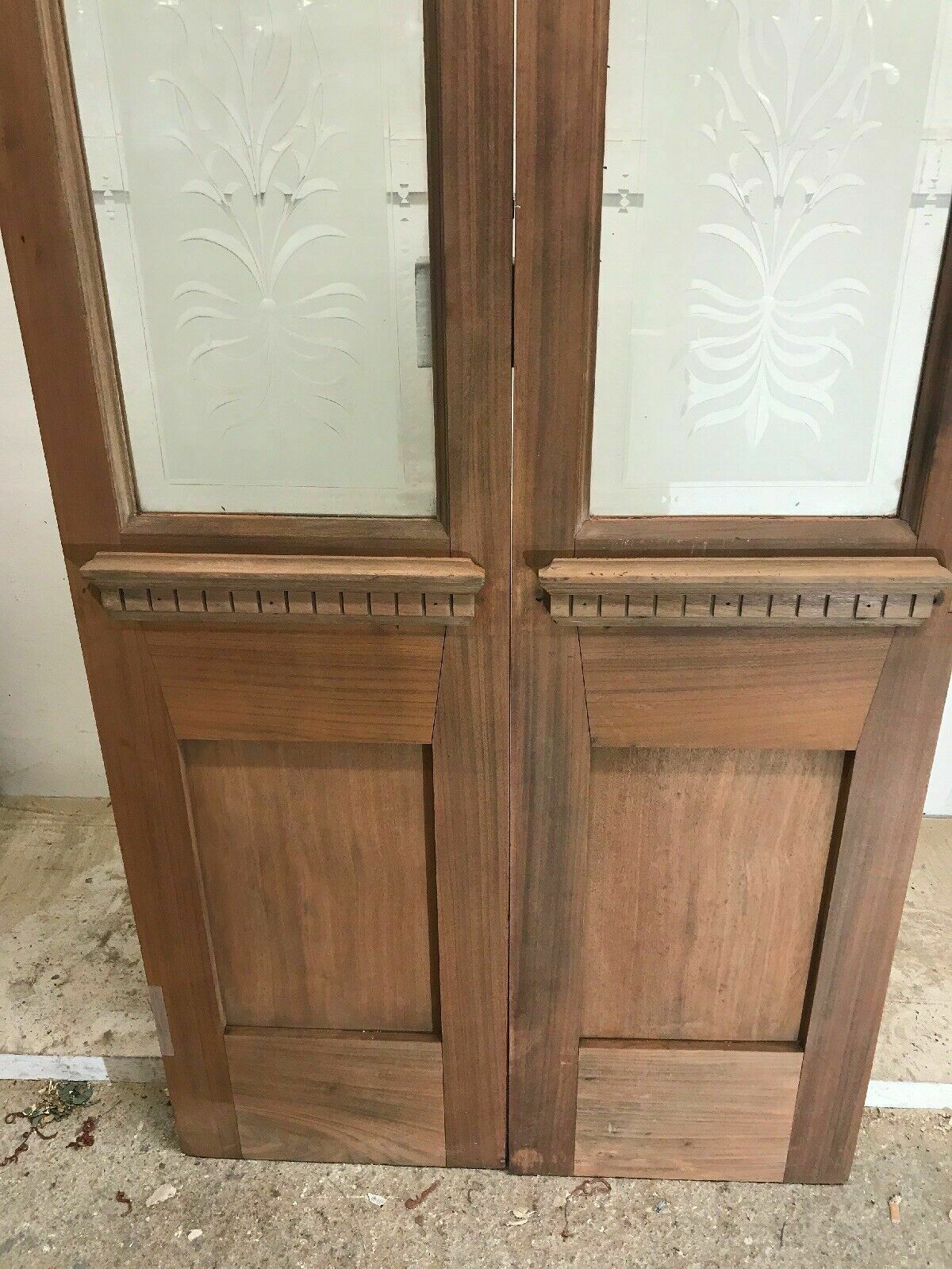 Home Fixtures Antique French Doors Period Reclaimed Cut Glass Hardwood Carved Vestibule Porch photo