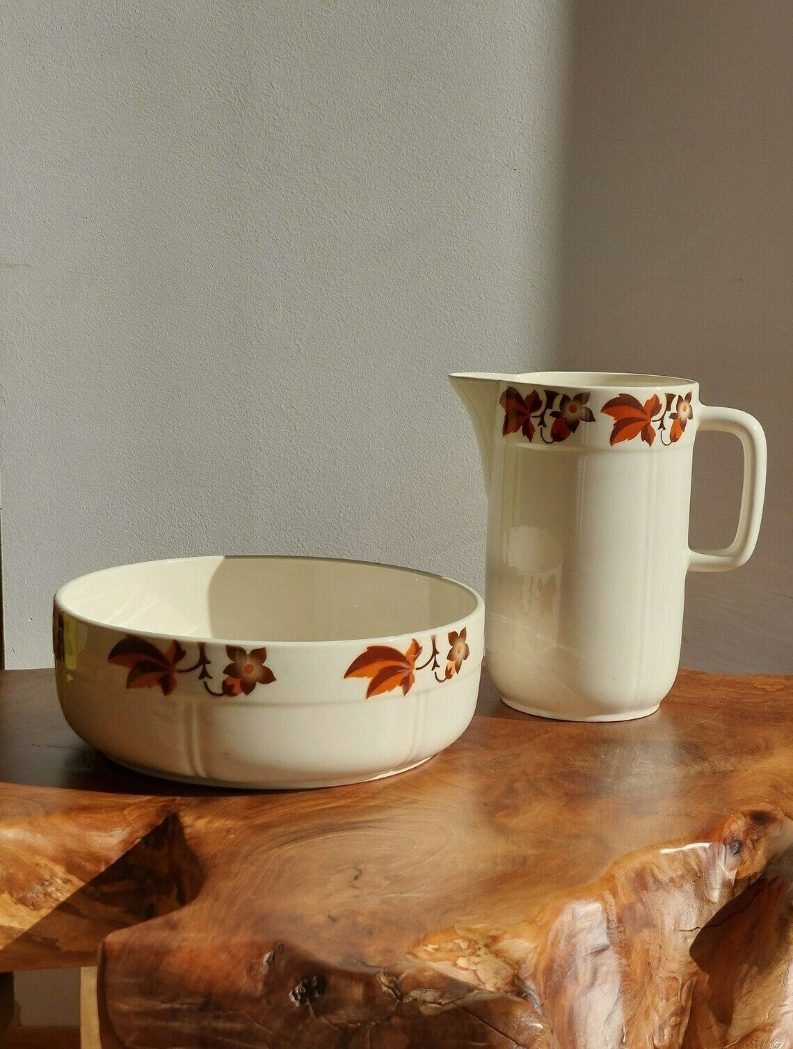 Rare Vintage Pitcher And Wash Basin/German Bathroom Set/Vintage Bathroom Jug And Bowl/Vintage German Wash Set/Hand Painted/Annaburg/1950's photo 272.0