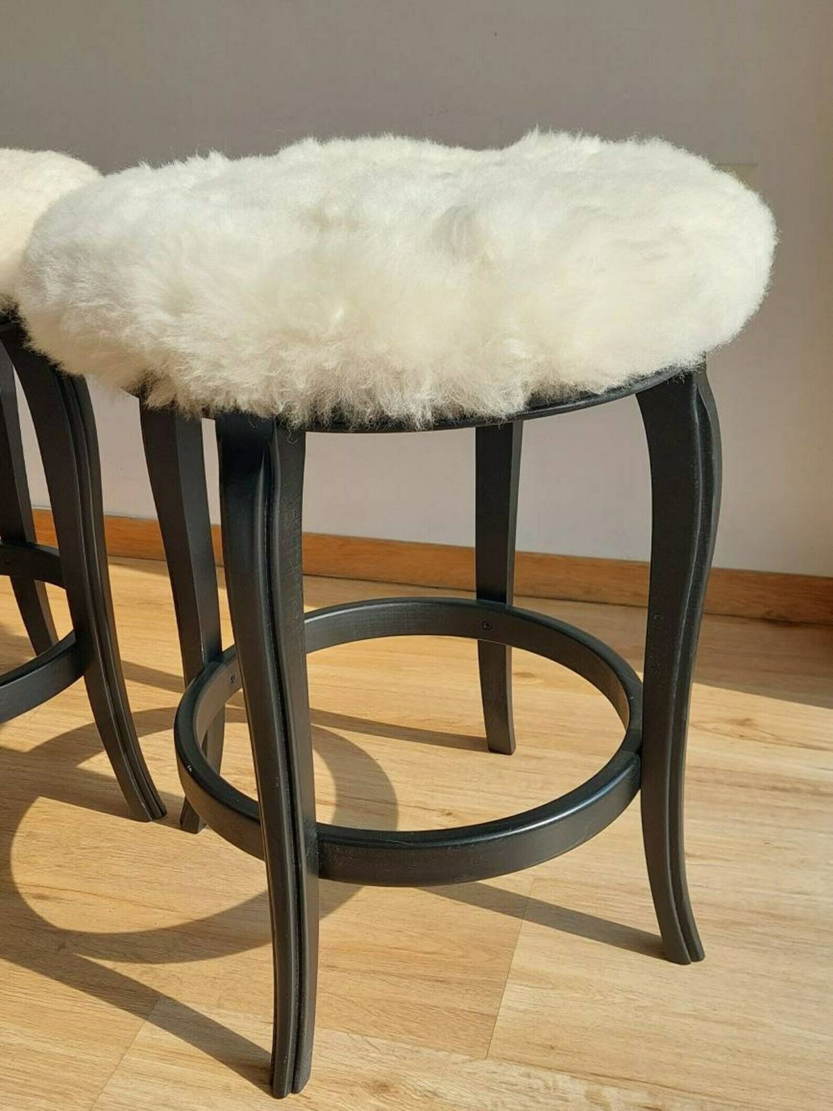 1 Of 2 Mid Century Modern Stool / Unique Stool,Chair / Sheepskin Stool /Thonet Style Stool/Mcm Sheepskin Stool/Mcm Home/Mcm Interior/ 1980's photo 284.0