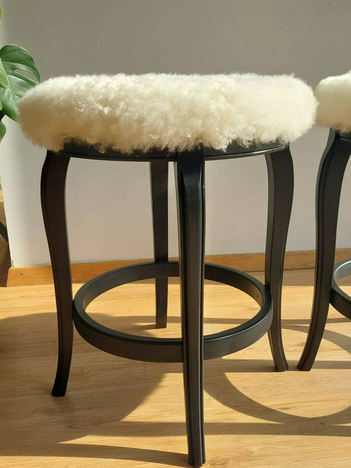 1 Of 2 Mid Century Modern Stool / Unique Stool,Chair / Sheepskin Stool /Thonet Style Stool/Mcm Sheepskin Stool/Mcm Home/Mcm Interior/ 1980's photo vinterior