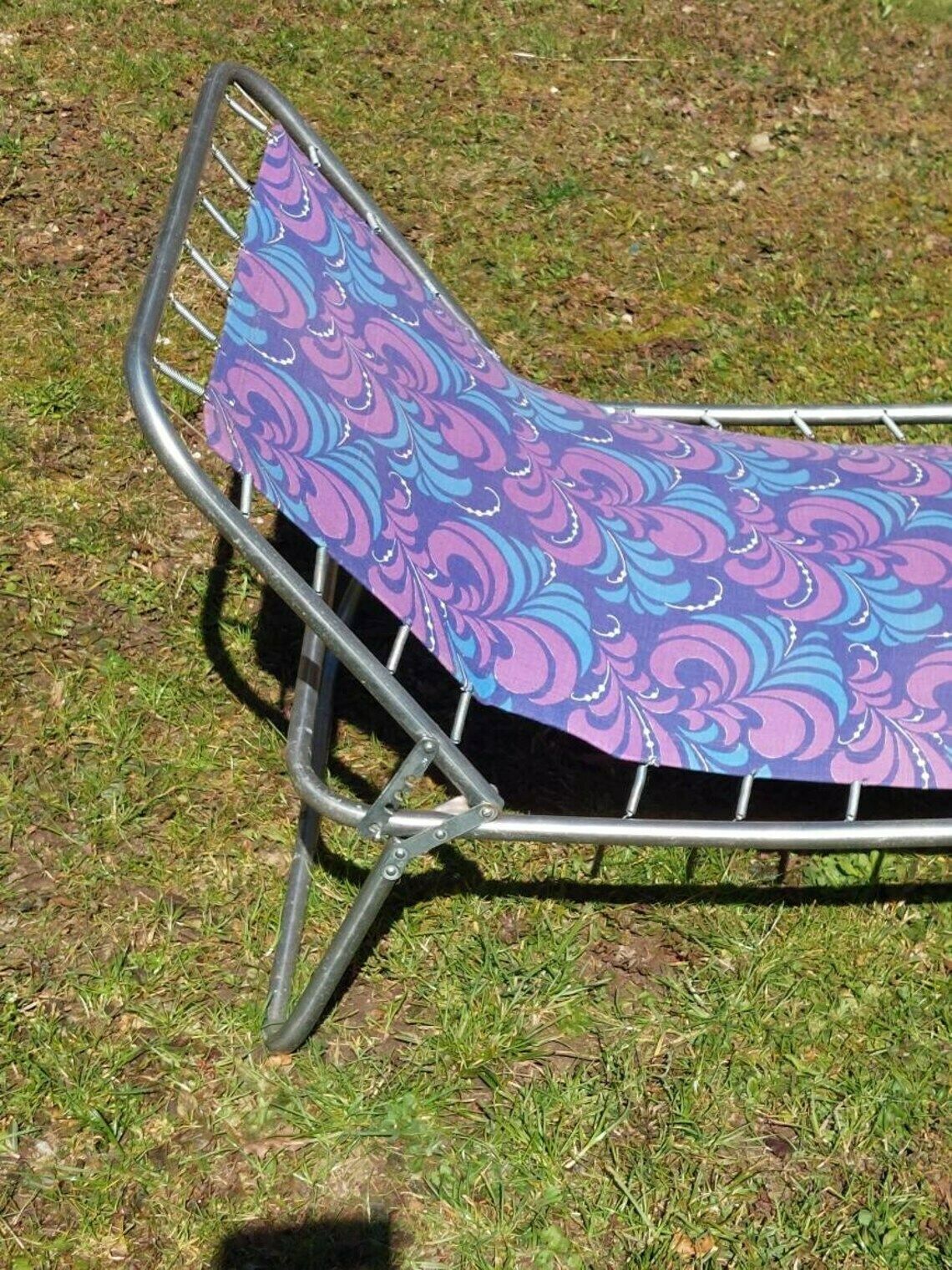 photo furniture Retro Folding Flower Power Sun Lounger/ Retro Folding Beach, Teracce, Patio, Pool Chair / Retro Canvas Folding Deck Chair /Retro Beach /1970's
