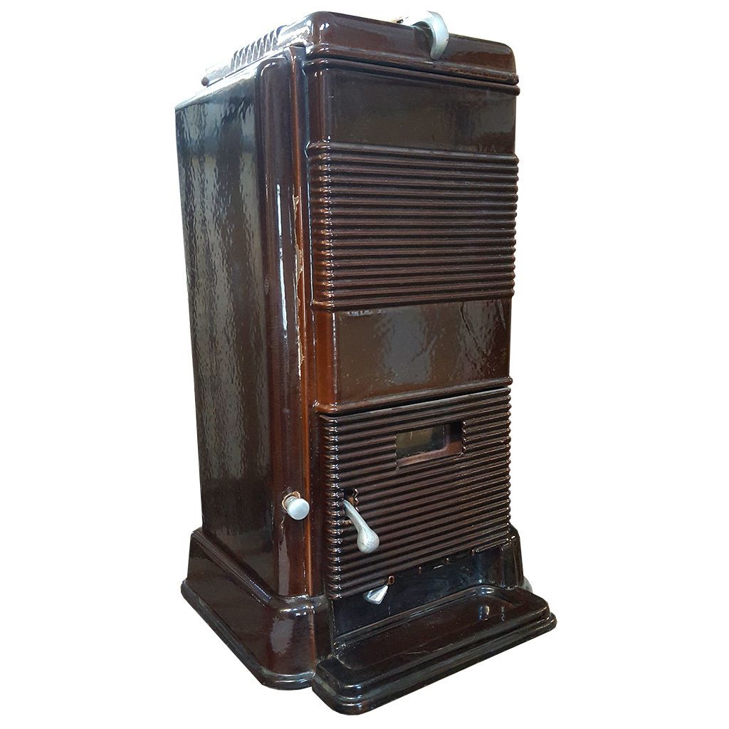 Brown Enamel Stove, 1930s, Vintage
