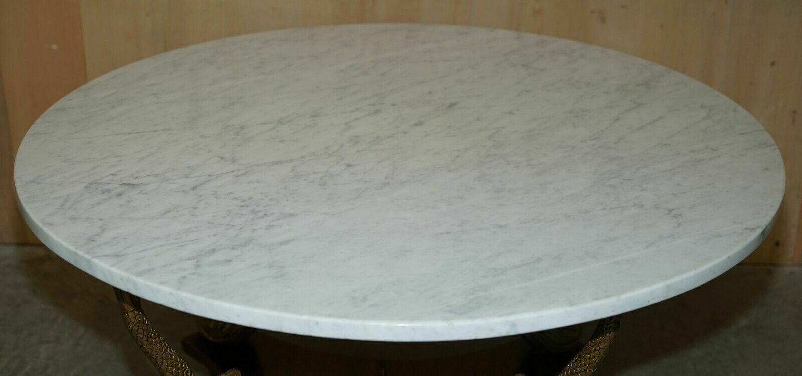 Very Fine 19th Century Gilt Brass Dolphin Italian Carrara Marble Coffee Table photo Furniture