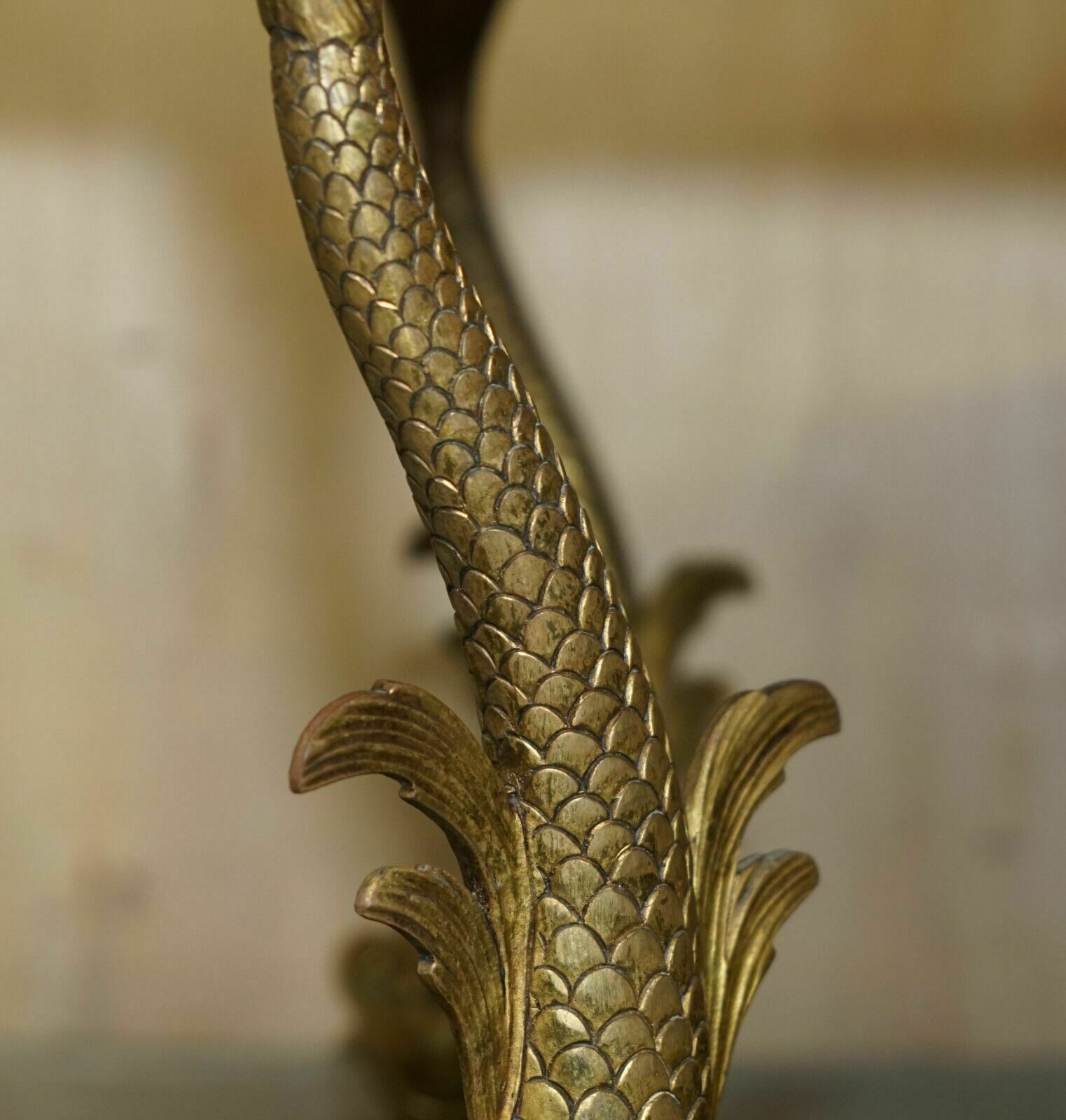 Very Fine 19th Century Gilt Brass Dolphin Italian Carrara Marble Coffee Table photo buy
