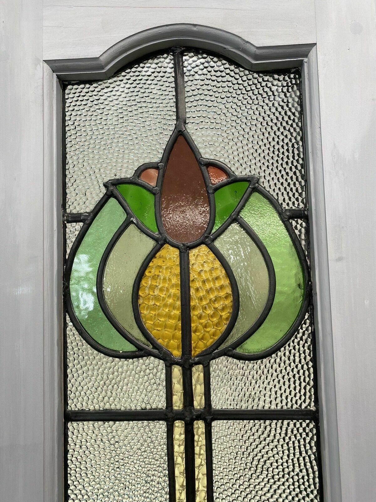 Edwardian Stained Glass Doors Antique Period Reclaimed Old French Double Leaded photo vinterior