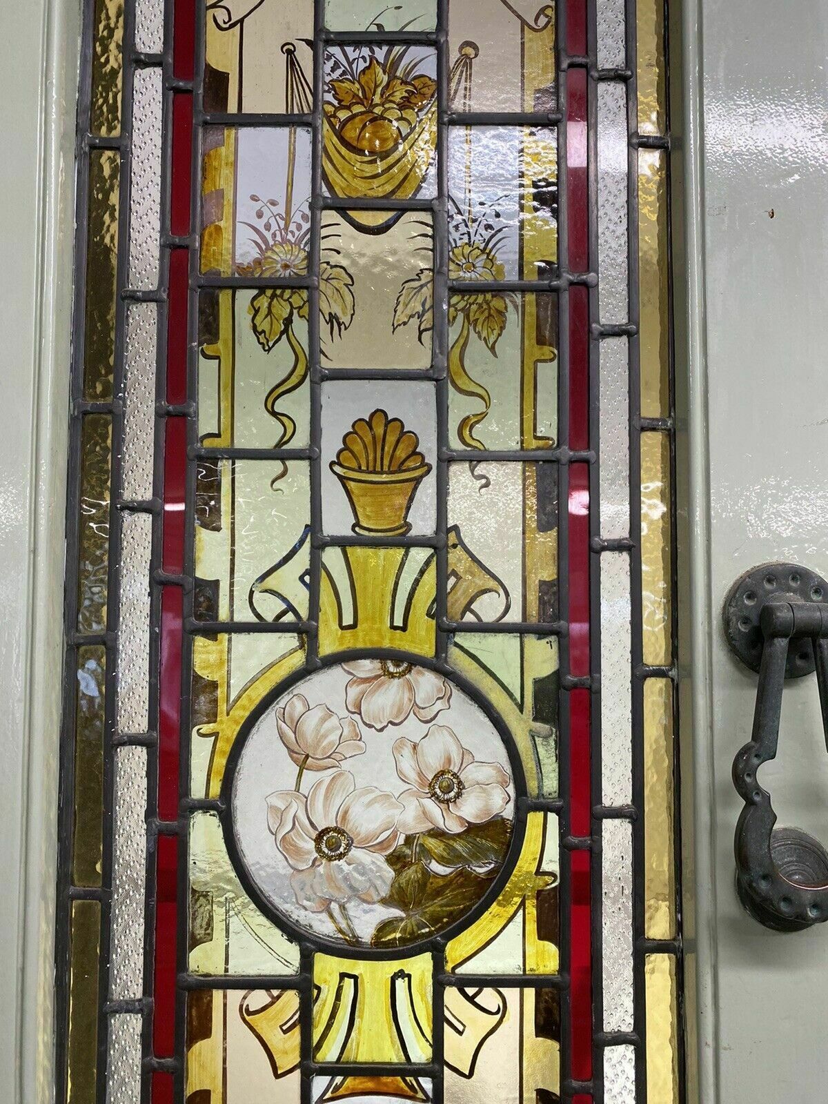 Victorian Hand Painted Stained Glass Front Door Antique Period Reclaimed Rare photo 4543.0