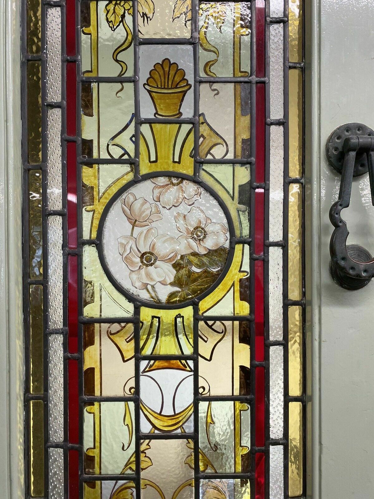 Victorian Hand Painted Stained Glass Front Door Antique Period Reclaimed Rare photo vinterior