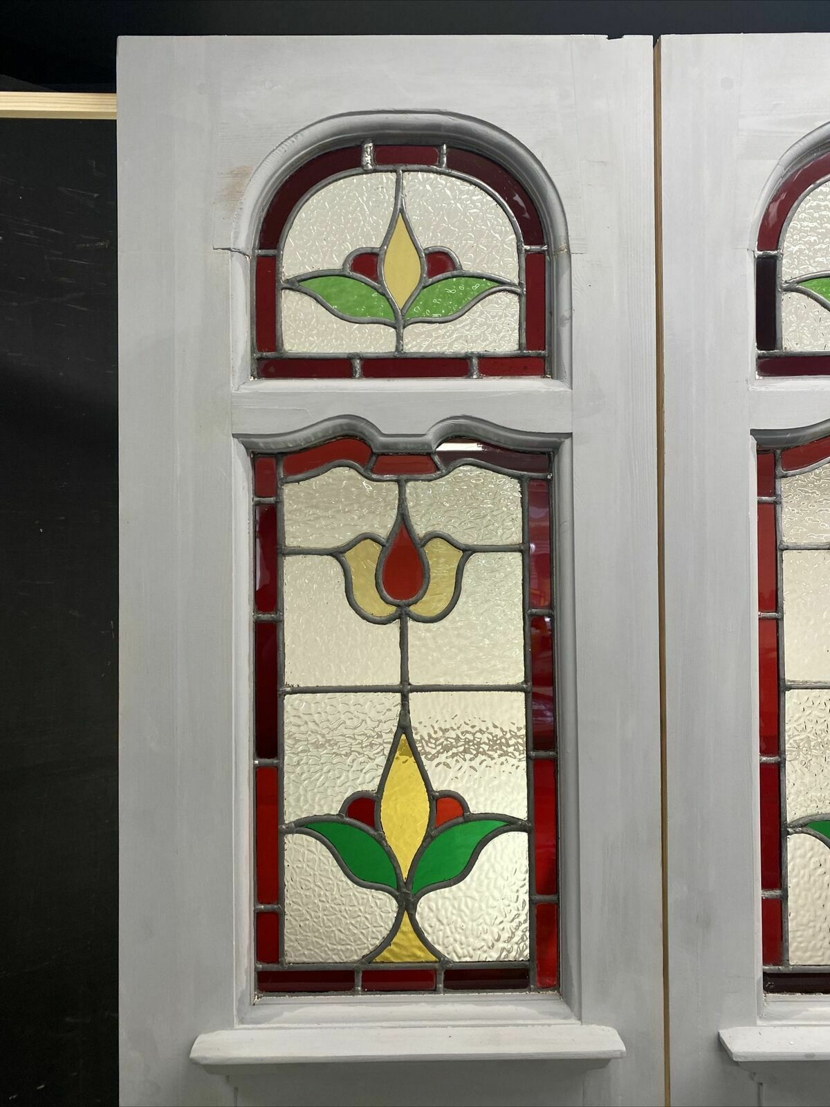 Edwardian Stained Glass Doors Antique Period Reclaimed Old French Double Leaded photo 2891.0