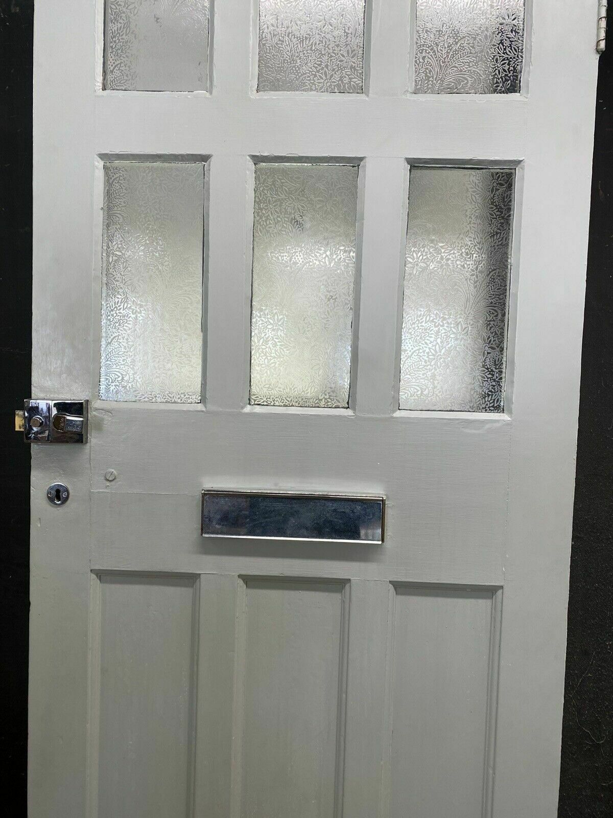photo for sale Edwardian Front Door Period Etched Glass Old Reclaimed Antique Wood Pine Classic