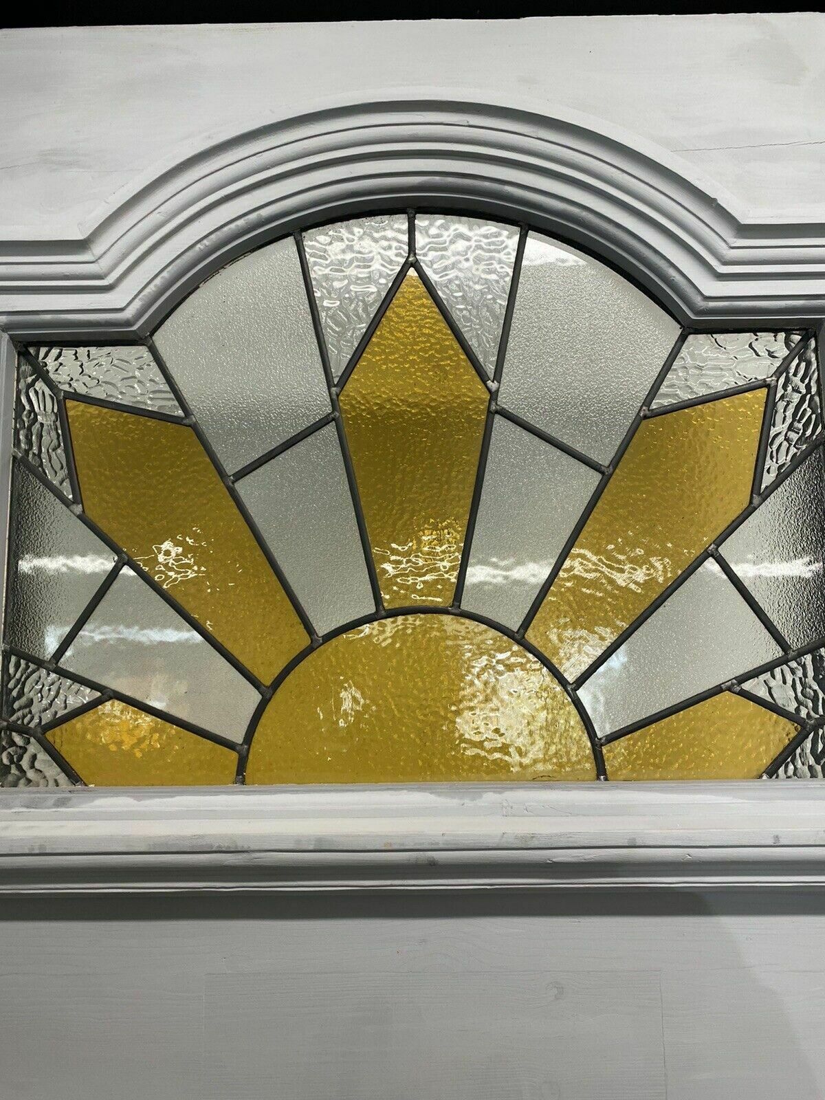 Art Deco Front Door Period Stained Glass Old Reclaimed Antique Lead Wood 20s 30s photo vinterior