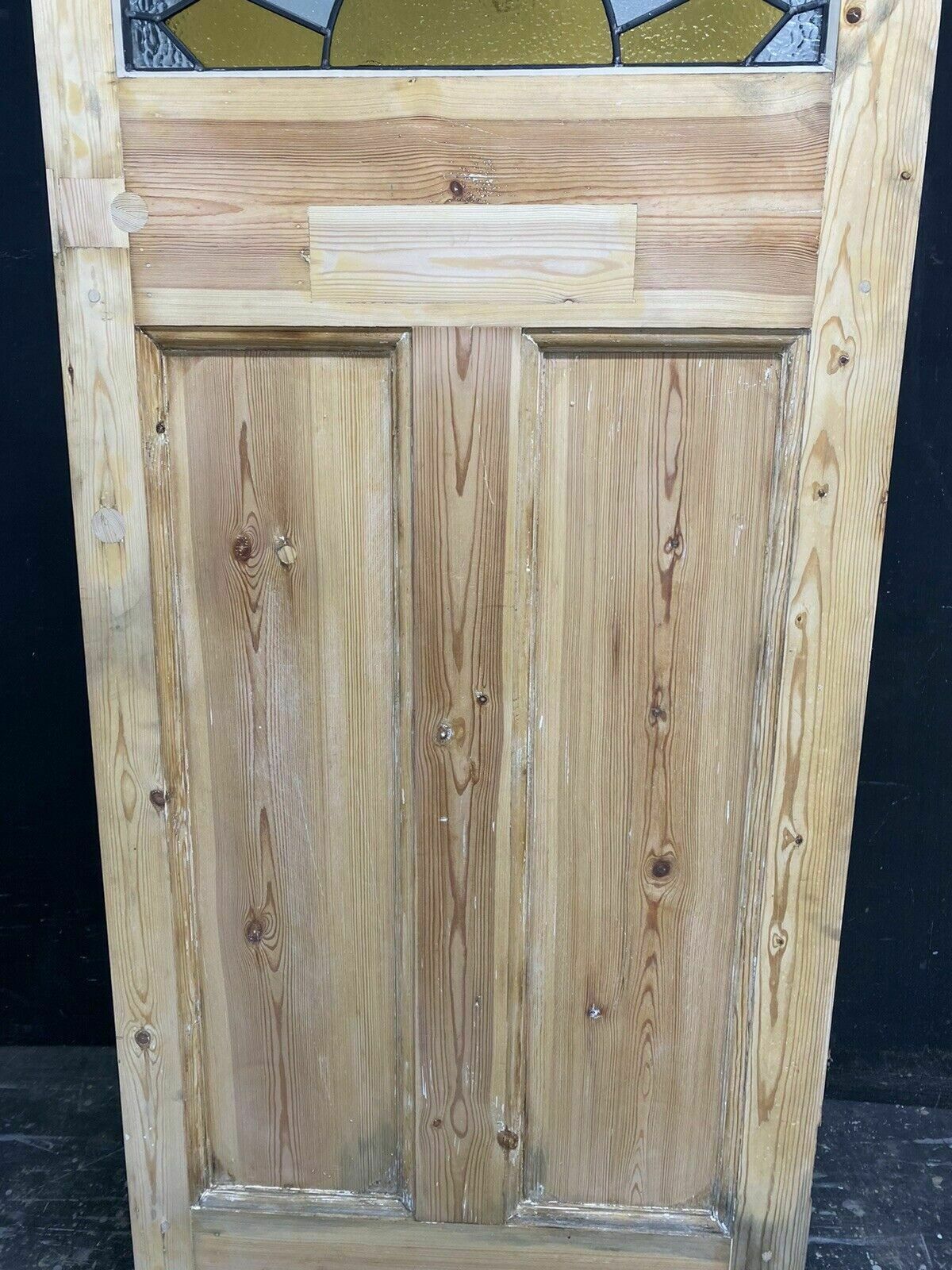 1947.0 Art Deco Front Door Period Stained Glass Old Reclaimed Antique Lead Wood 20s 30s photo