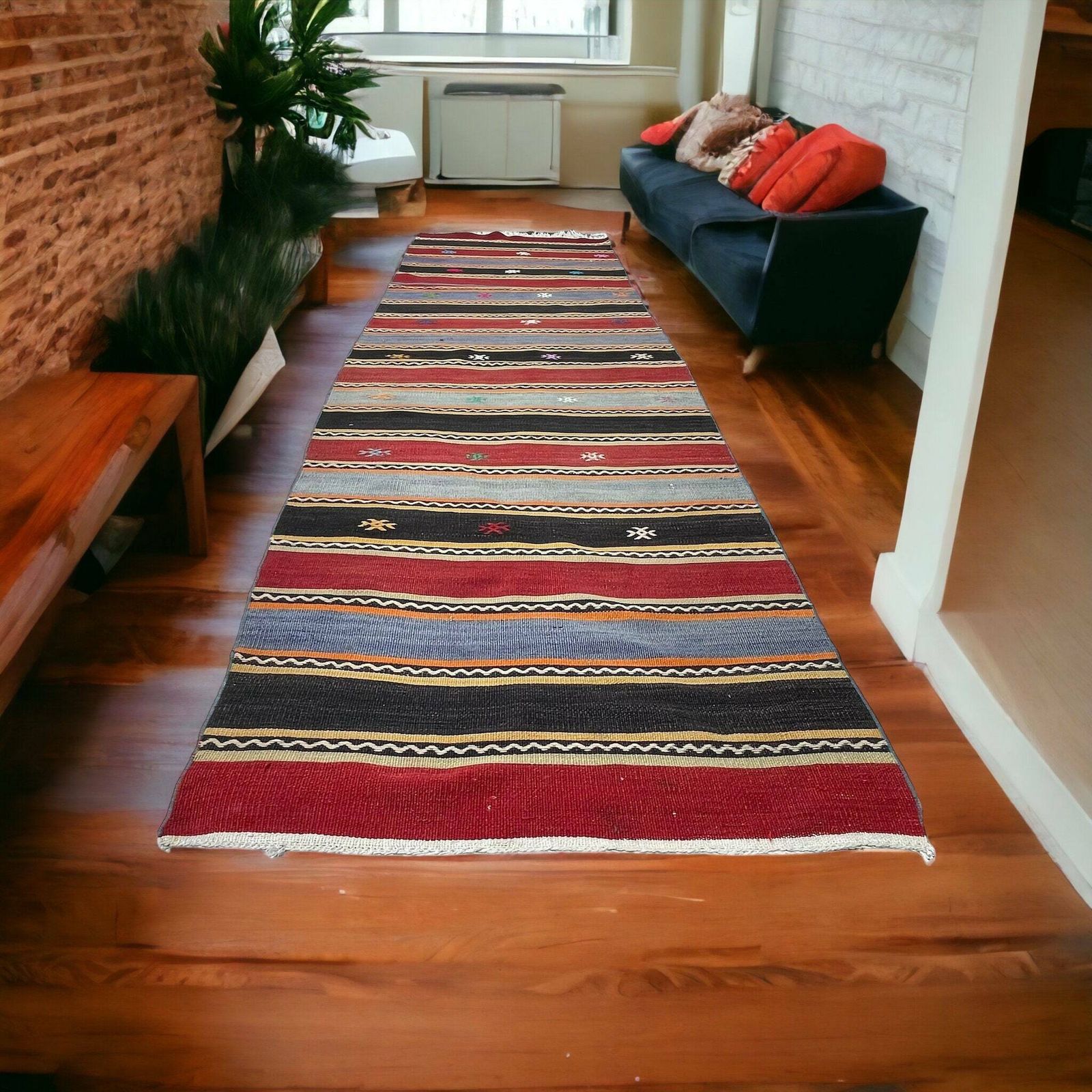 Traditioneel Turks Kilim Loper, Vintage Anatolisch Turks Kelim 308 X 86 Cm